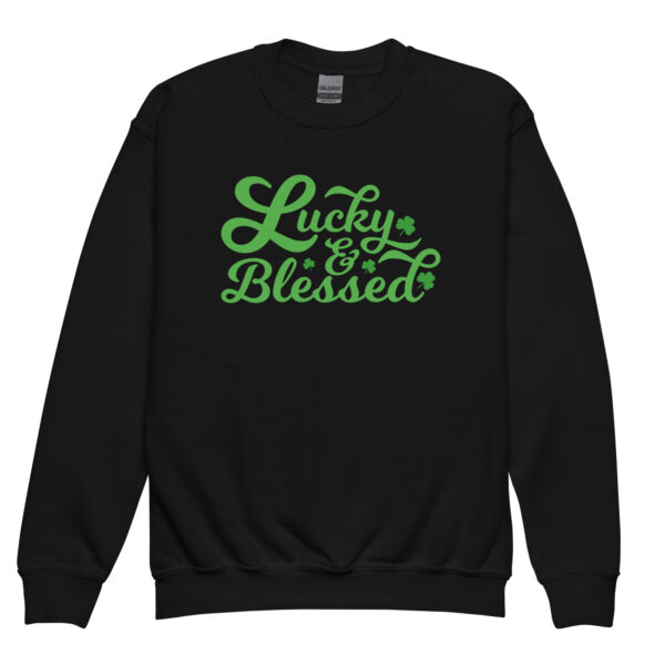 Lucky and blessed,, St Patrick's Day Youth crewneck sweatshirt
