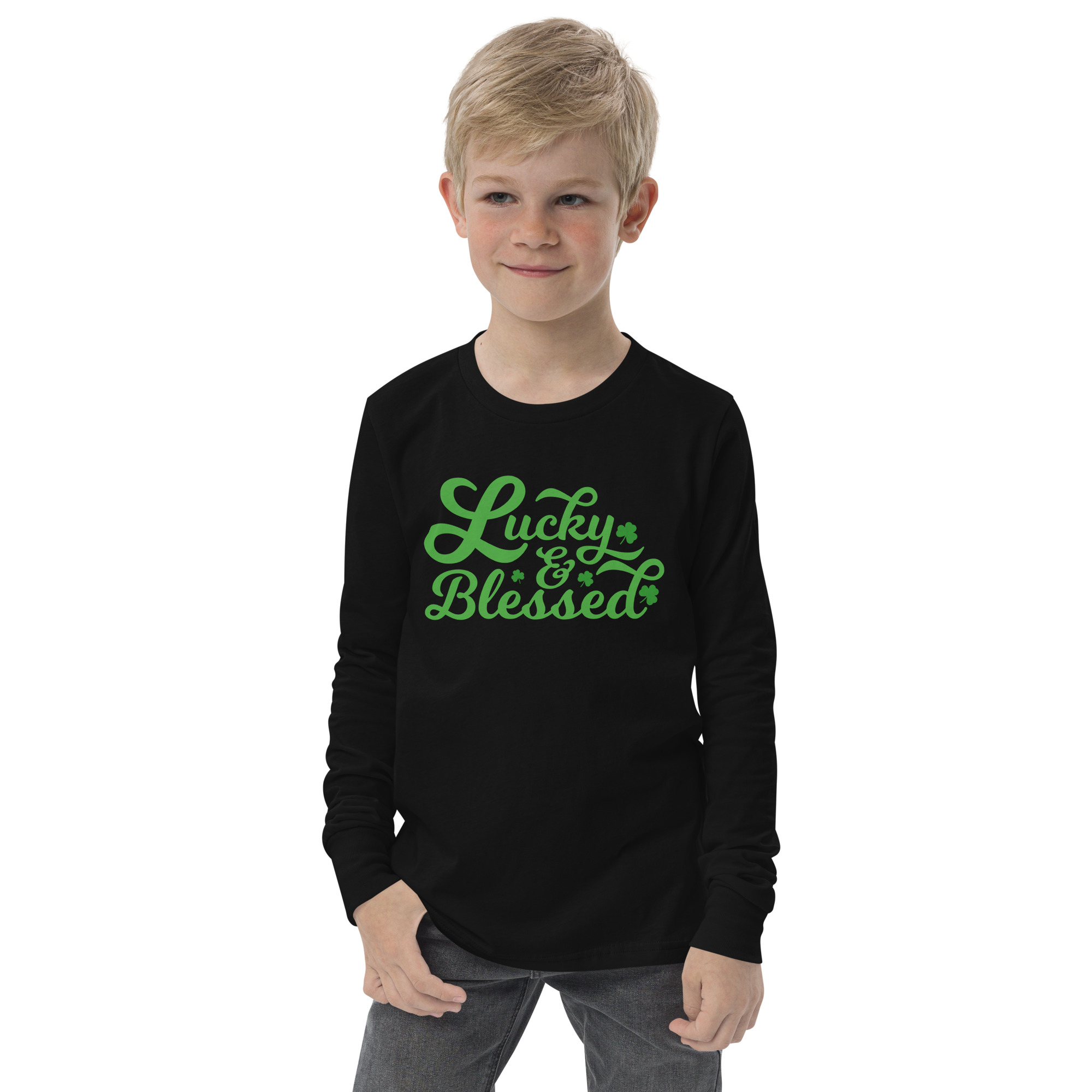 Lucky and blessed, St Patrick’s Day Youth long sleeve tee