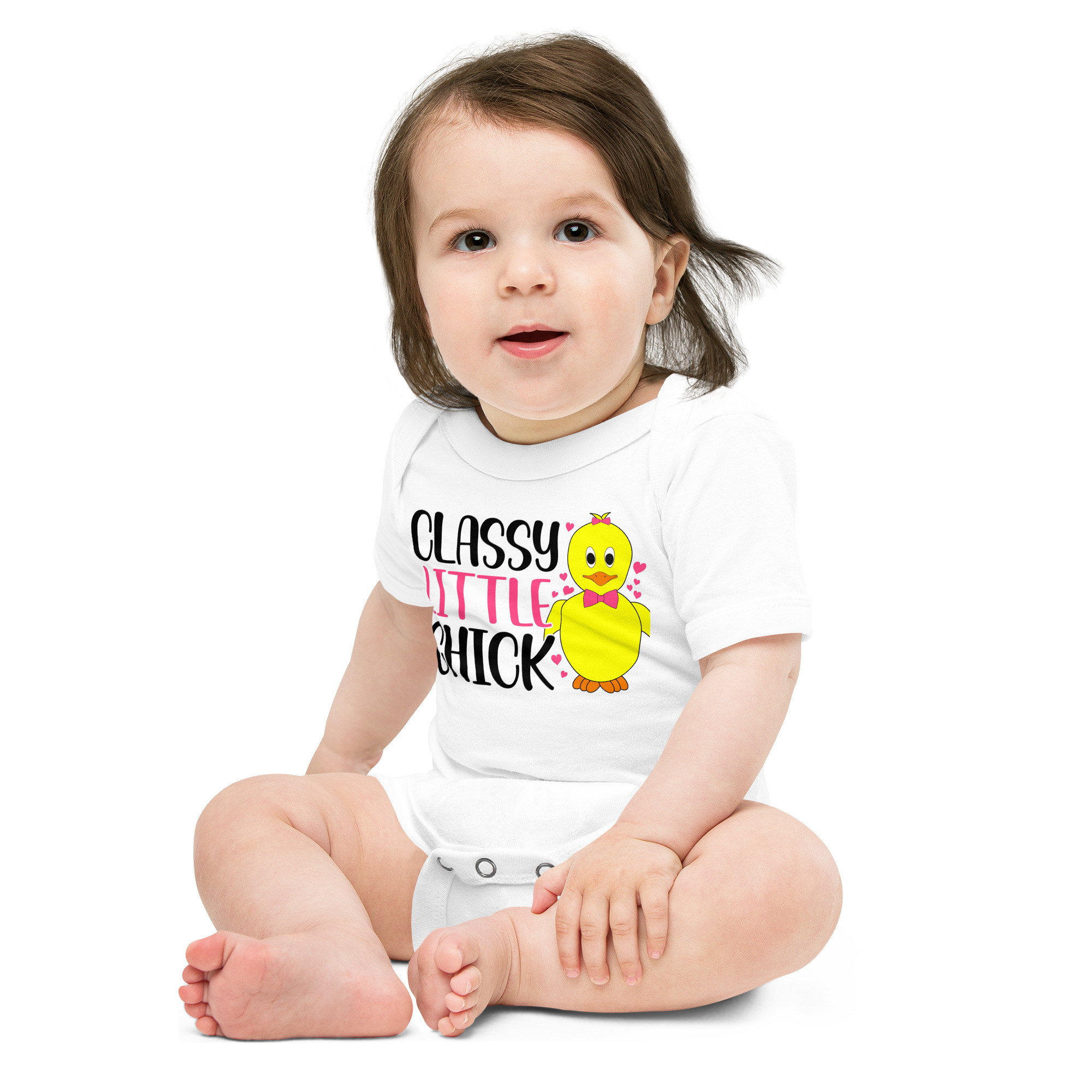 classy little chick, easter baby short sleeve one piece