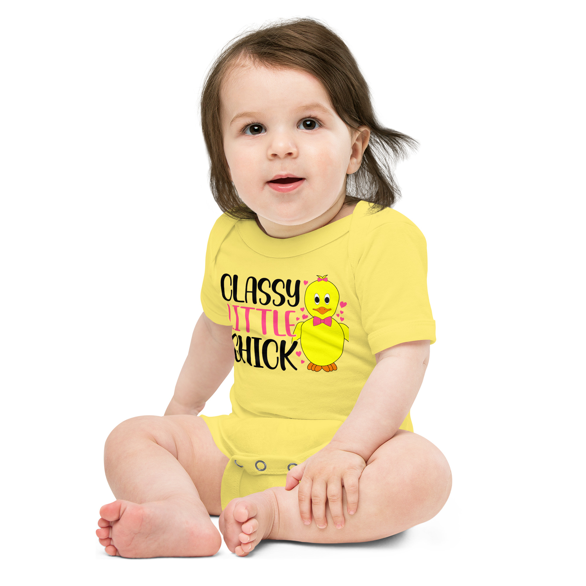 classy little chick, easter baby short sleeve one piece