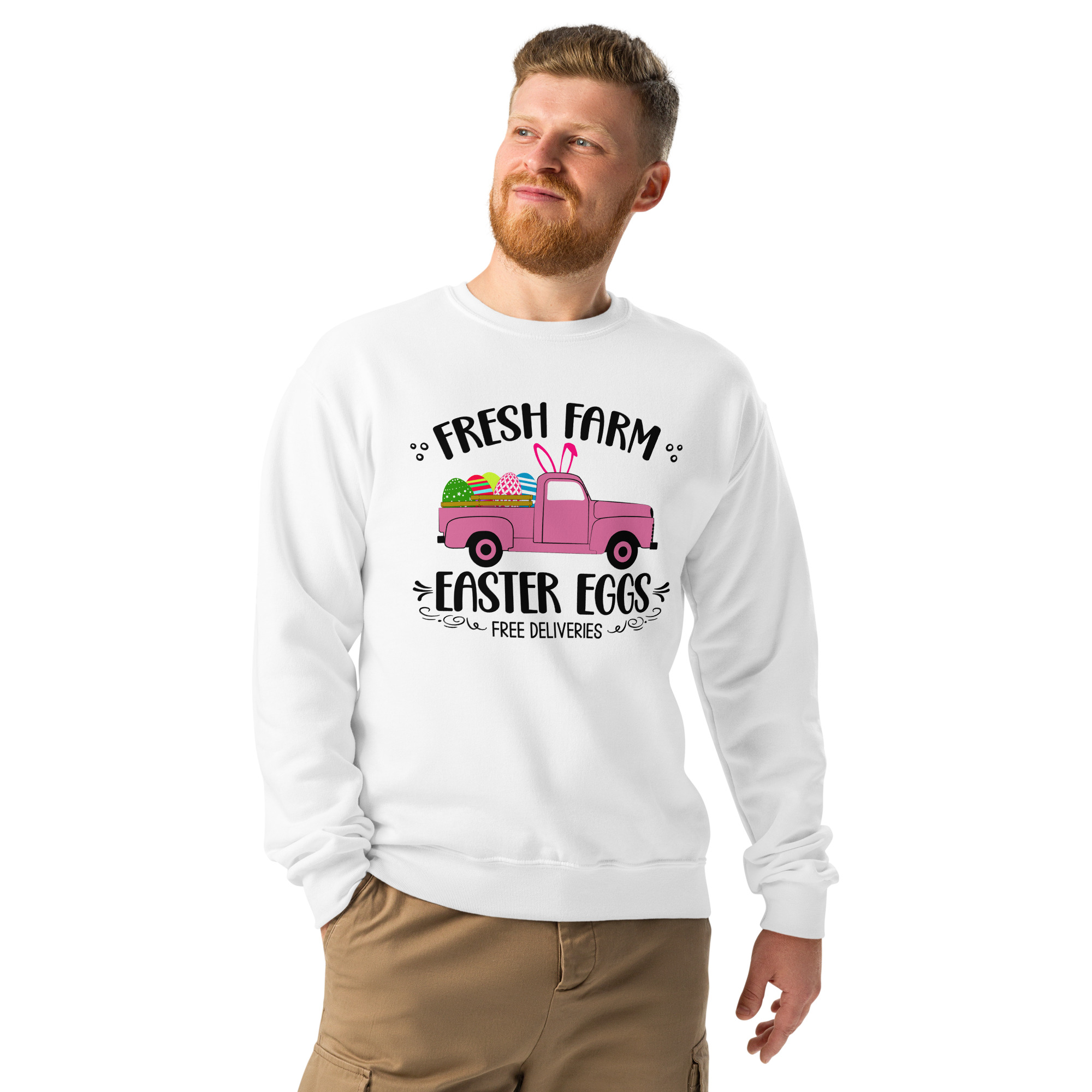 easter farm fresh truck crew neck sweatshirt