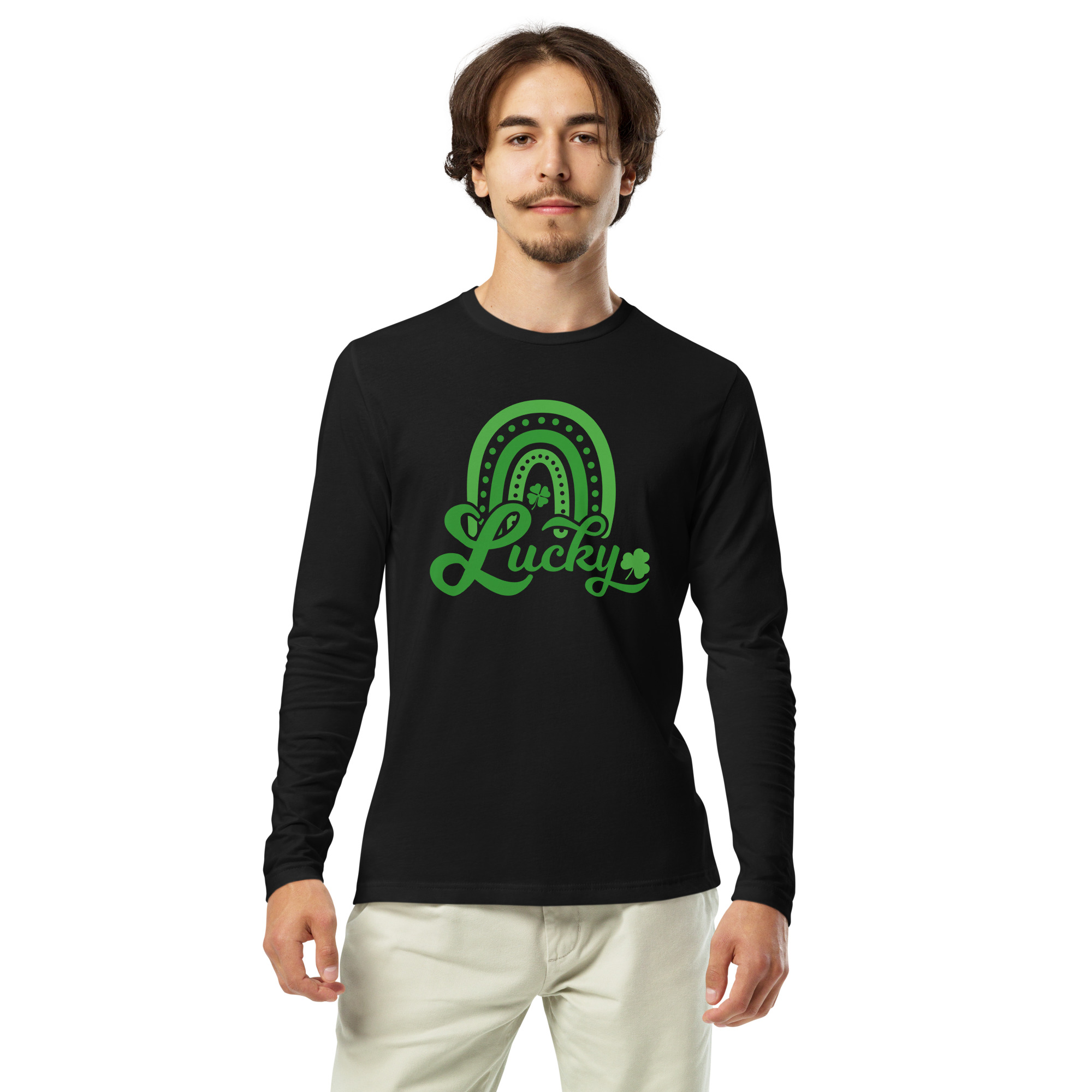 st. patrick's day long sleeve fitted crew