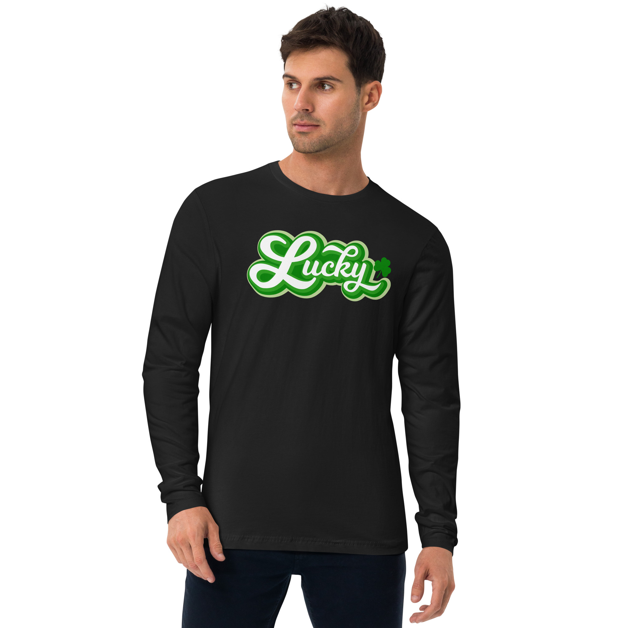 st. patrick's day long sleeve fitted crew