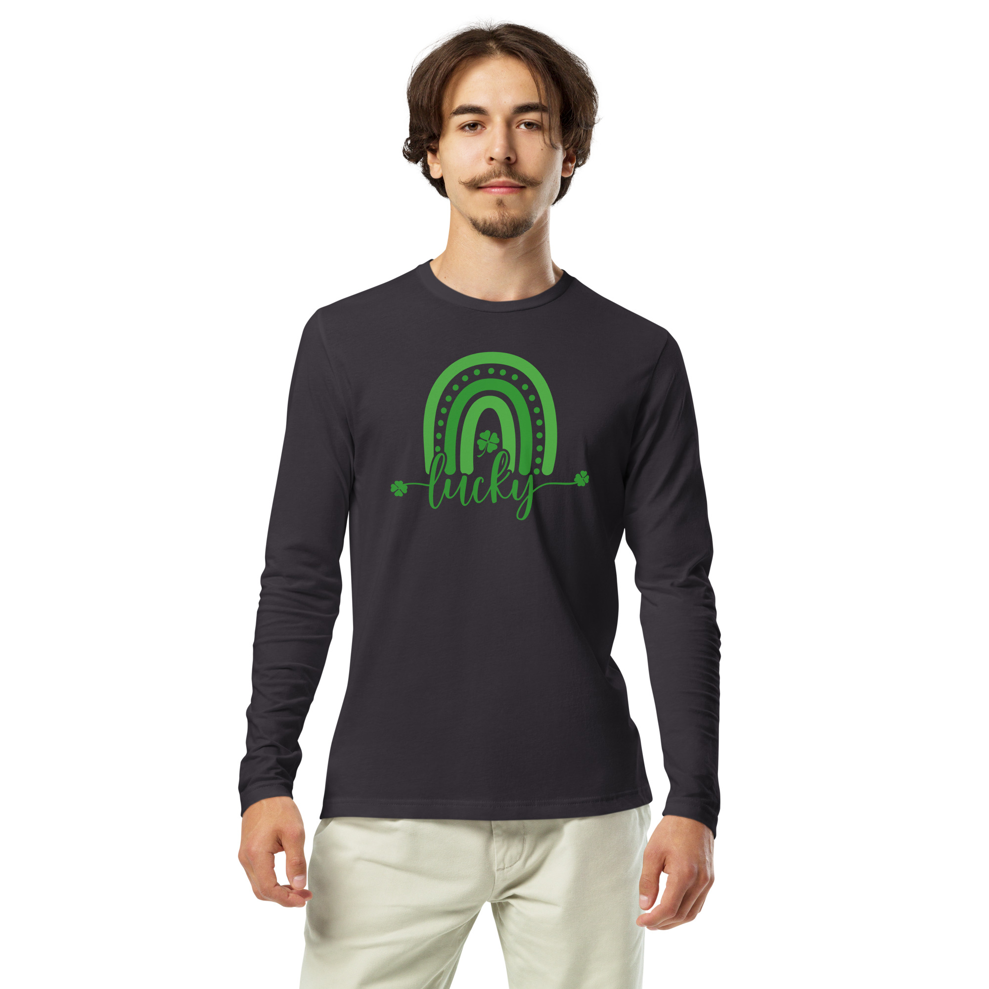 st. patrick's day long sleeve fitted crew