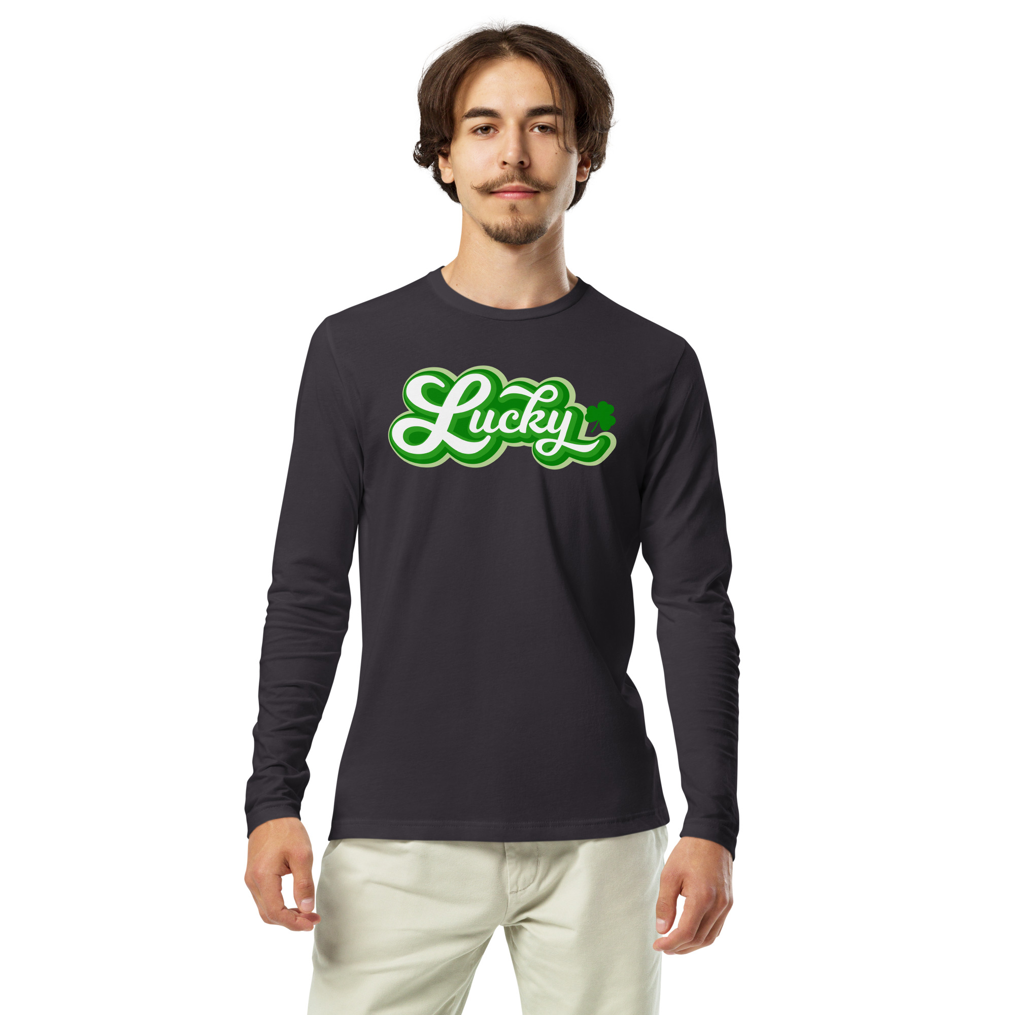 st. patrick's day long sleeve fitted crew