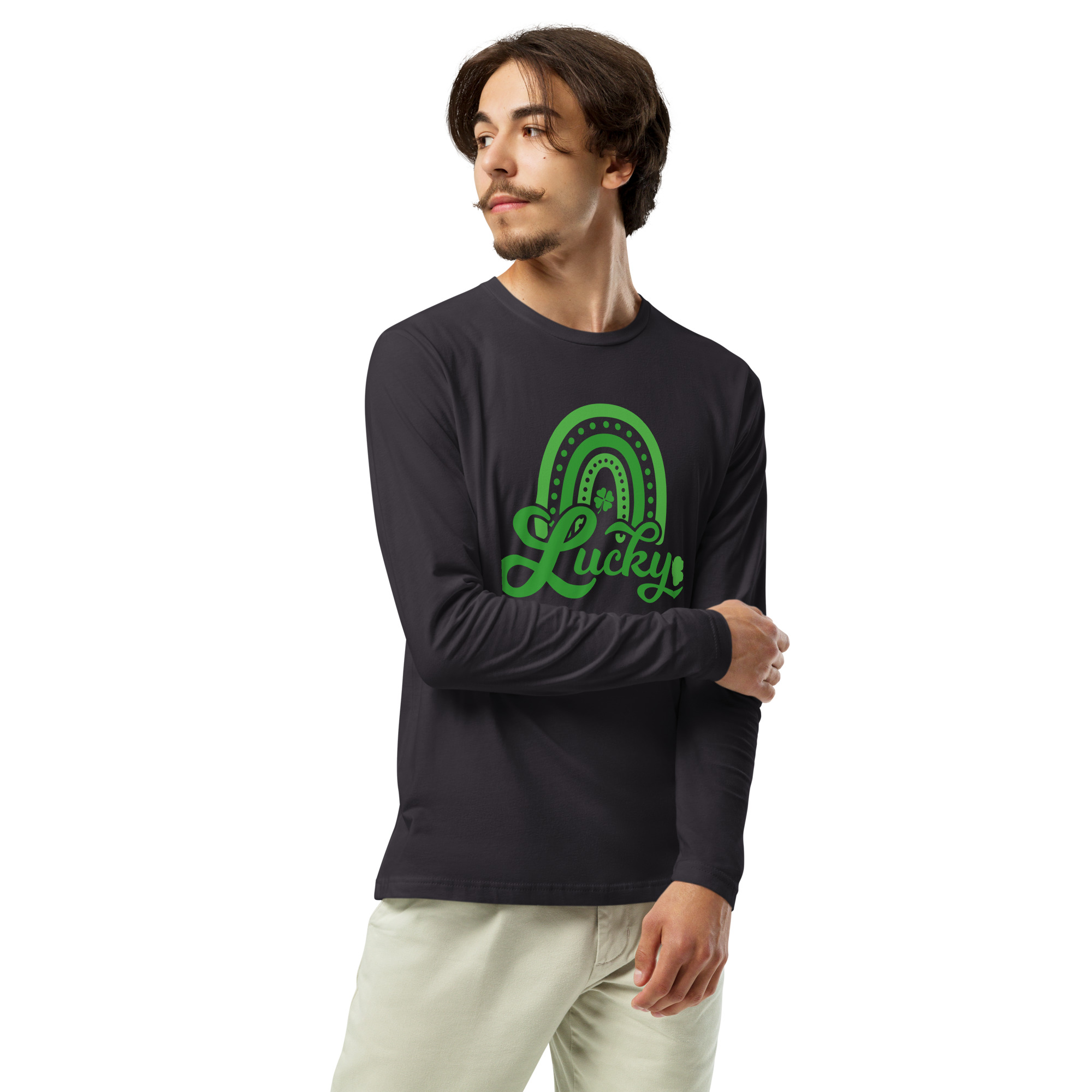 st. patrick's day long sleeve fitted crew