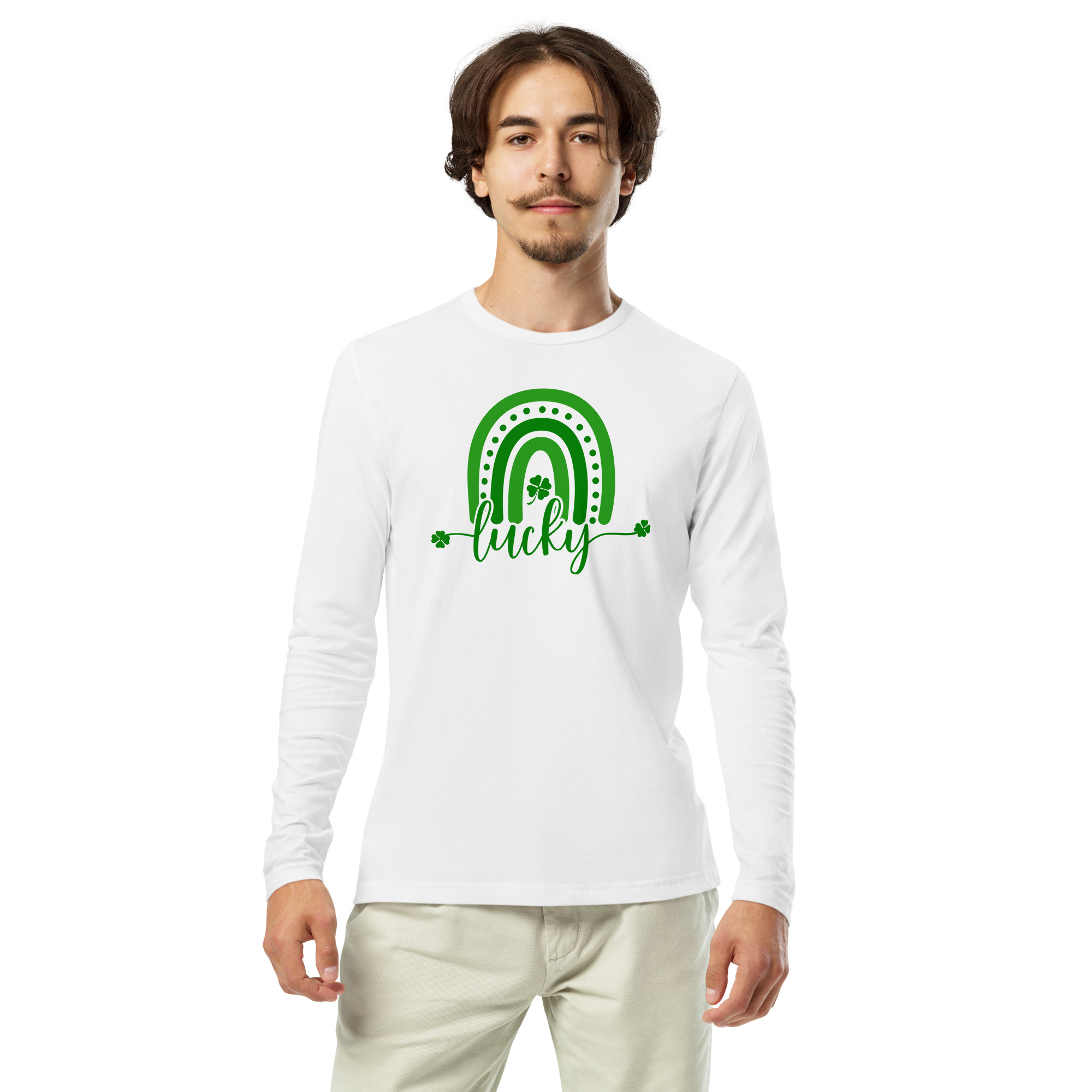 st. patrick's day long sleeve fitted crew