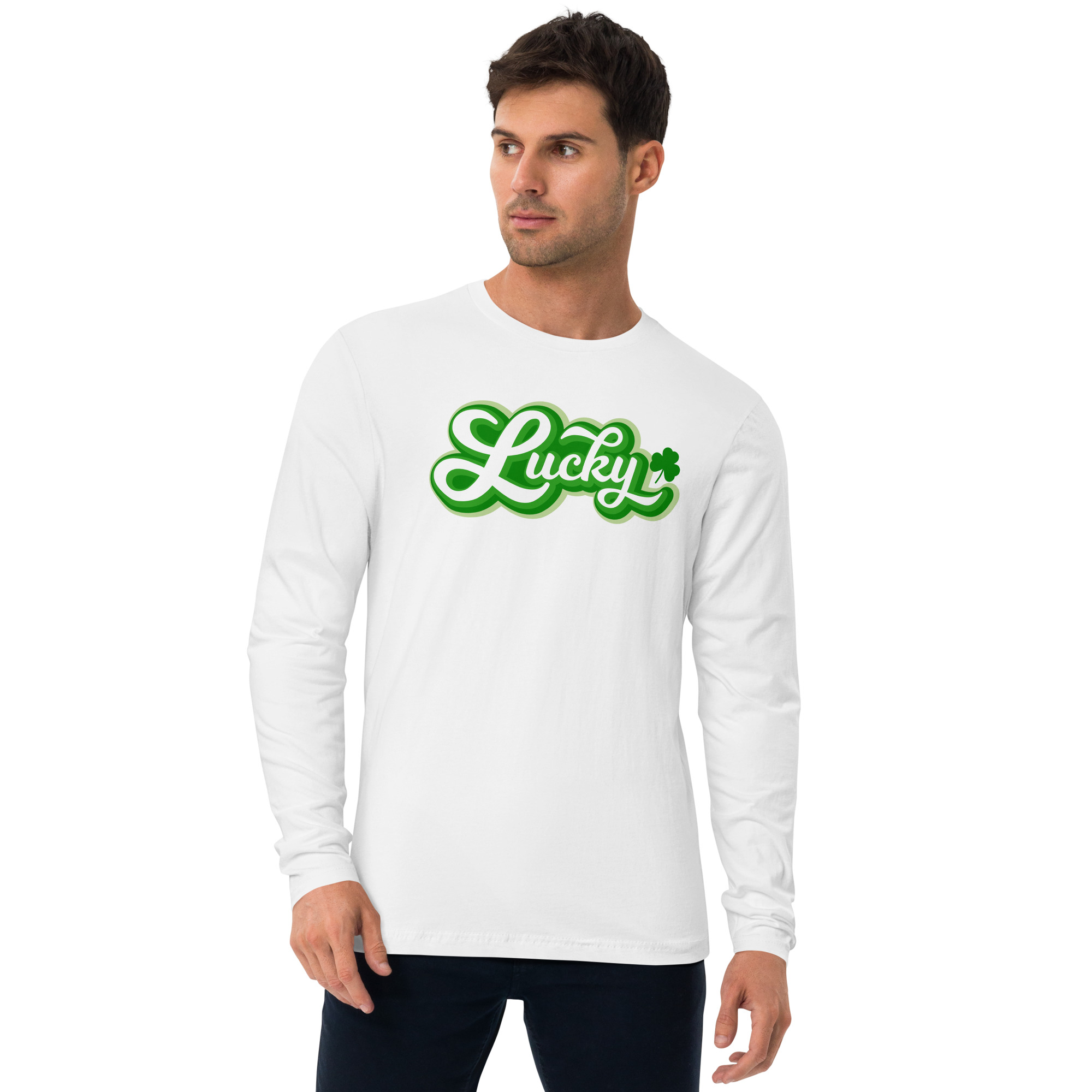 st. patrick's day long sleeve fitted crew