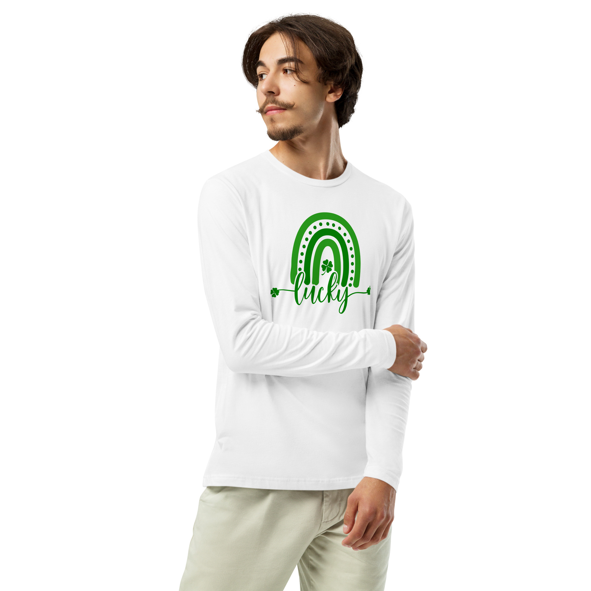 st. patrick's day long sleeve fitted crew