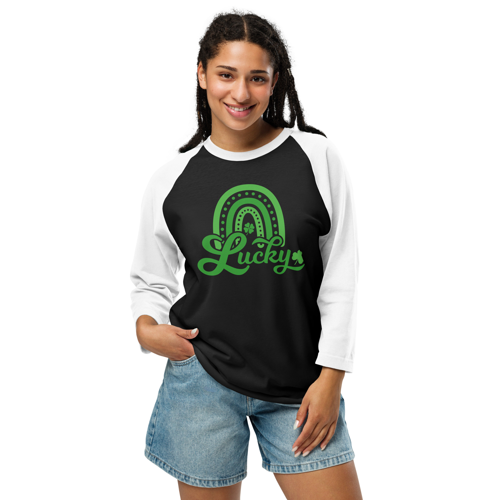 st. patrick's day 3/4 sleeve raglan shirt