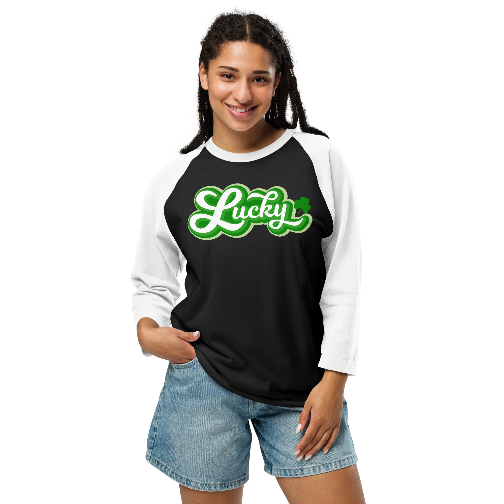 st. patrick's day 3/4 sleeve raglan shirt