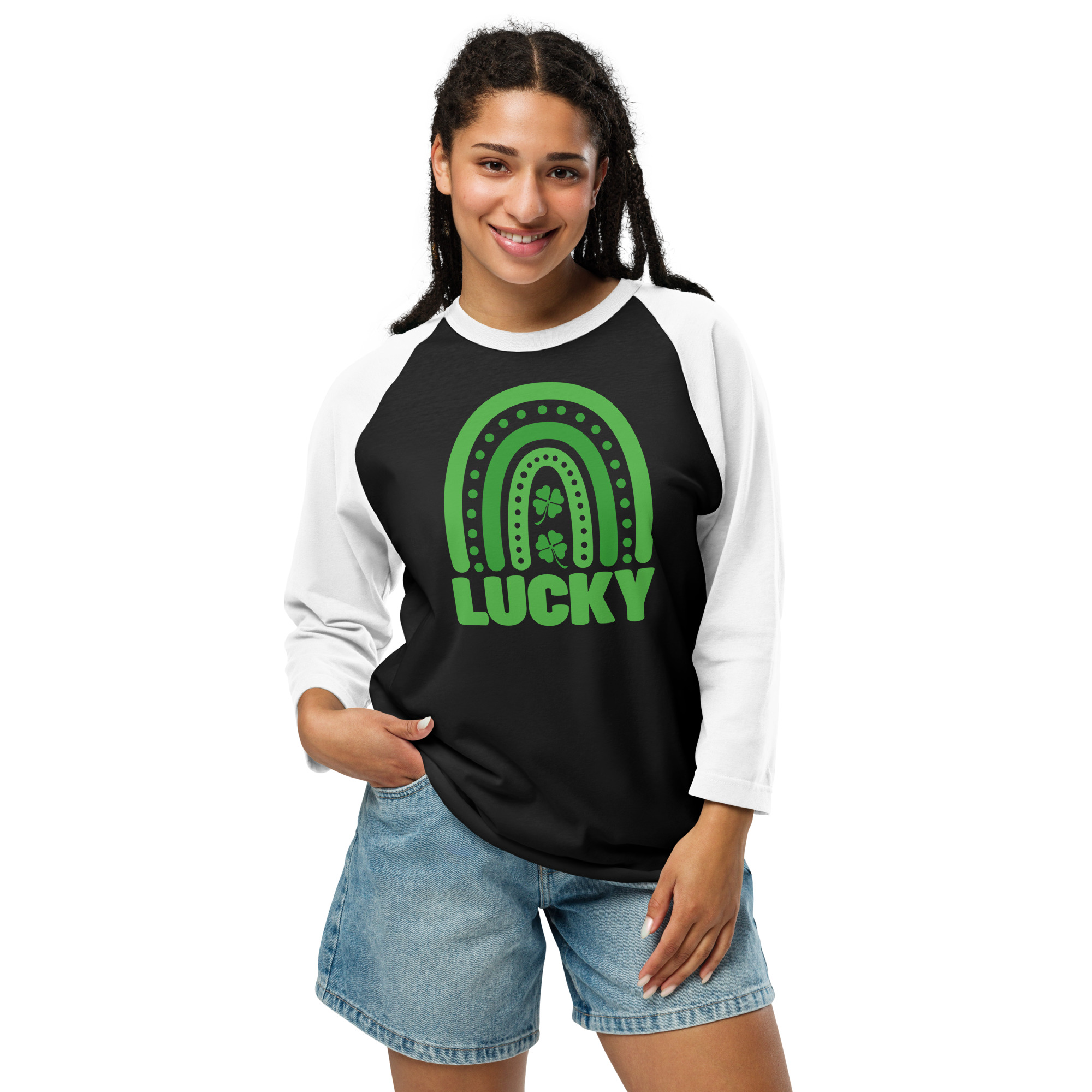 st. patrick's day 3/4 sleeve raglan shirt