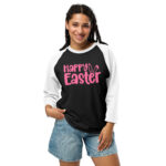 happy easter 3/4 sleeve raglan shirt