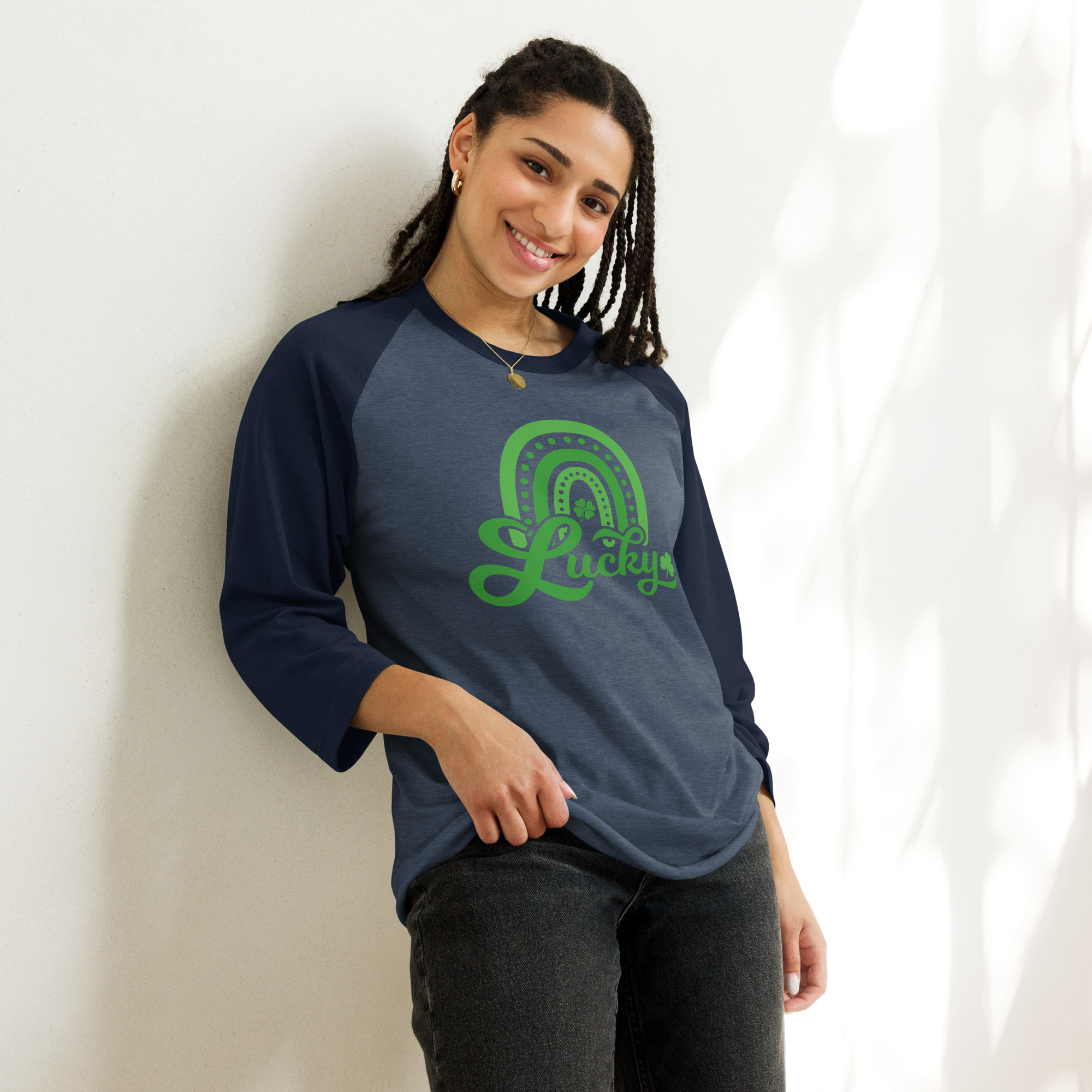 st. patrick's day 3/4 sleeve raglan shirt