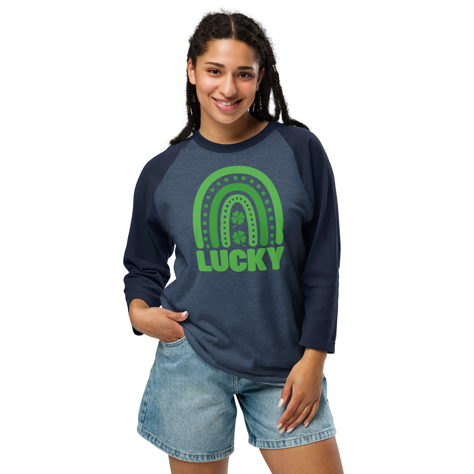 st. patrick's day 3/4 sleeve raglan shirt