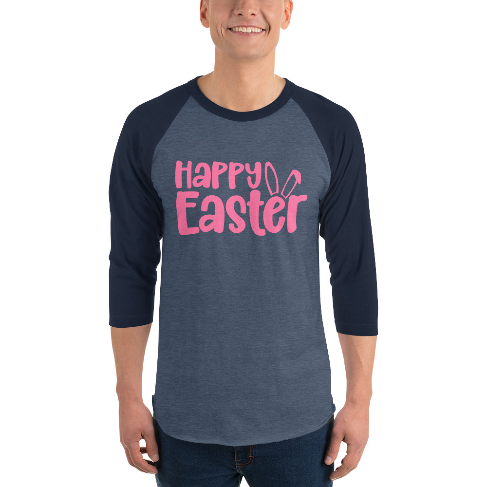 happy easter 3/4 sleeve raglan shirt