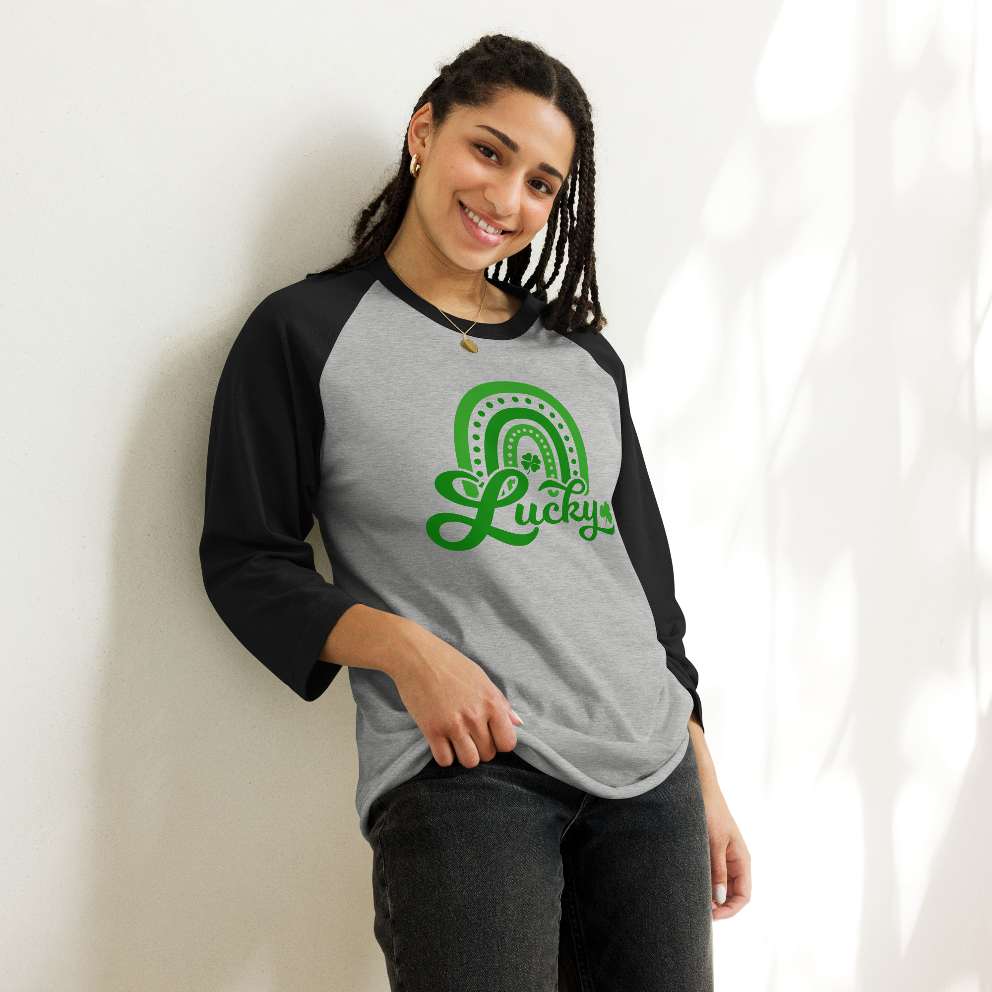 st. patrick's day 3/4 sleeve raglan shirt