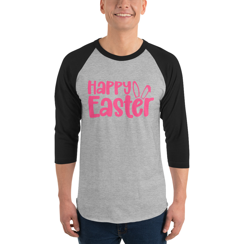 happy easter 3/4 sleeve raglan shirt