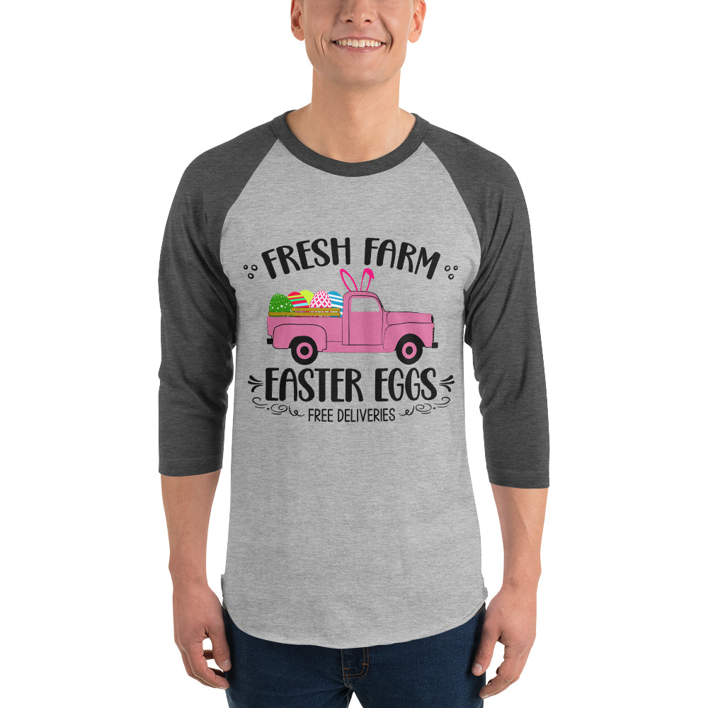 easter farm fresh truck 3/4 sleeve raglan shirt