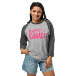 happy easter 3/4 sleeve raglan shirt