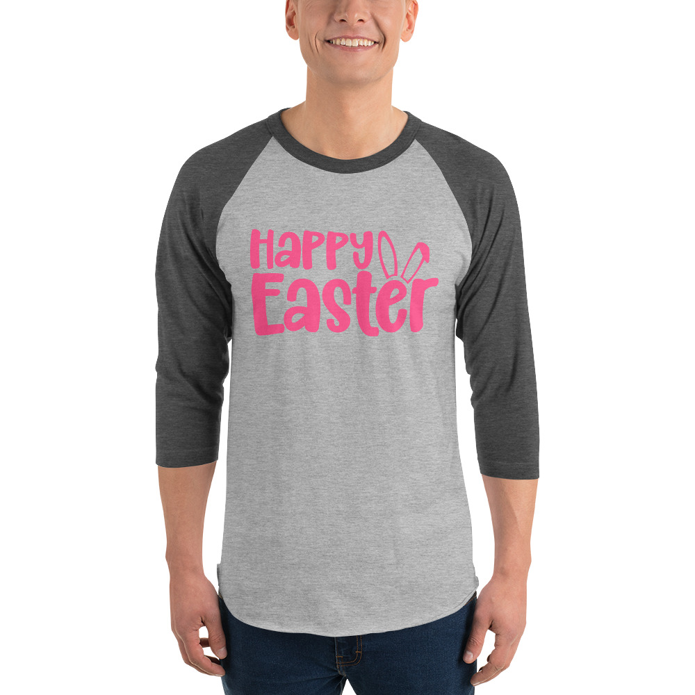 happy easter 3/4 sleeve raglan shirt