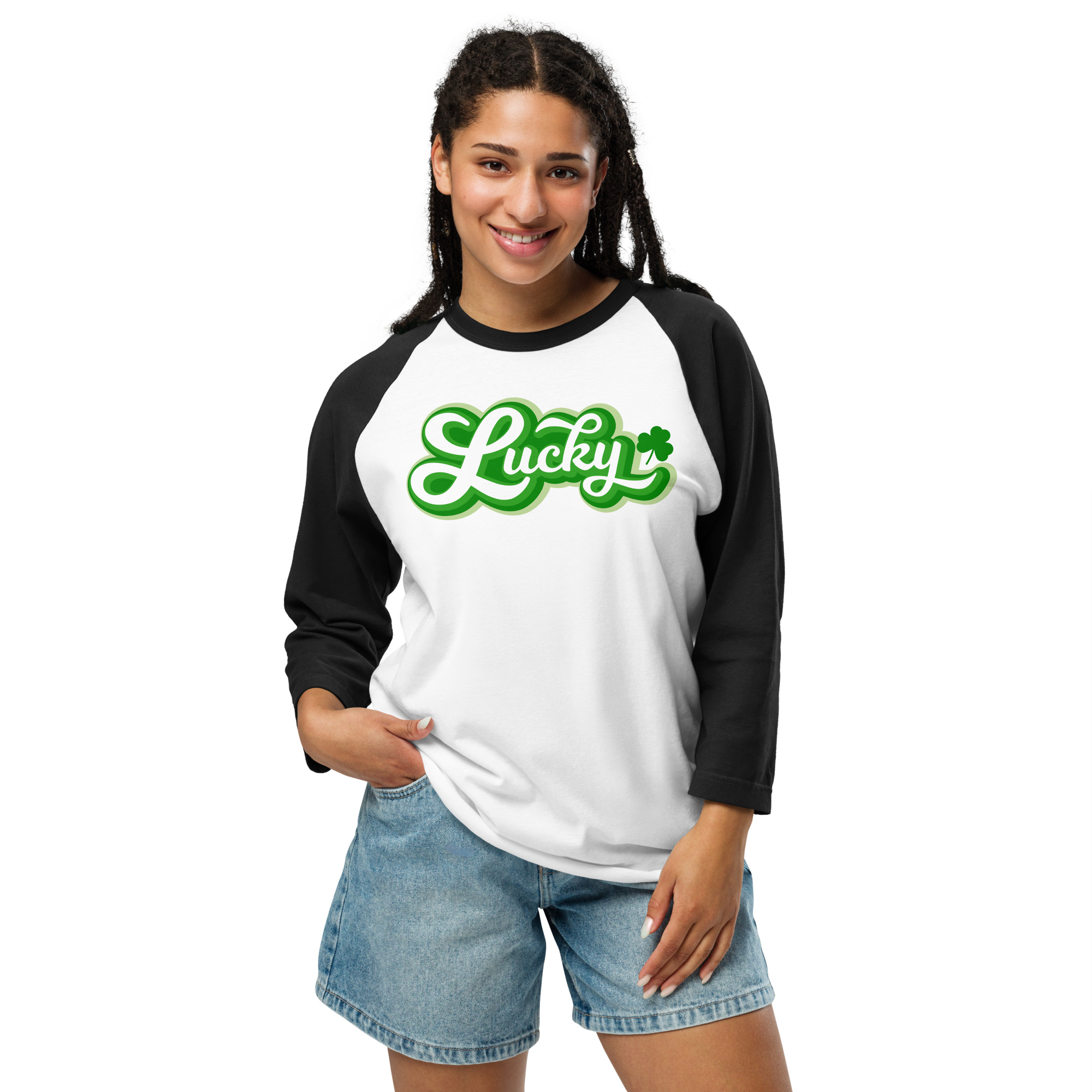 st. patrick's day 3/4 sleeve raglan shirt