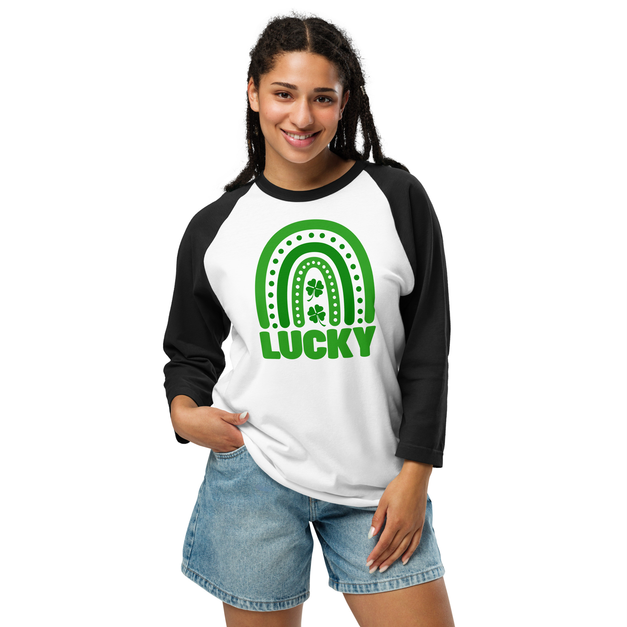 st. patrick's day 3/4 sleeve raglan shirt