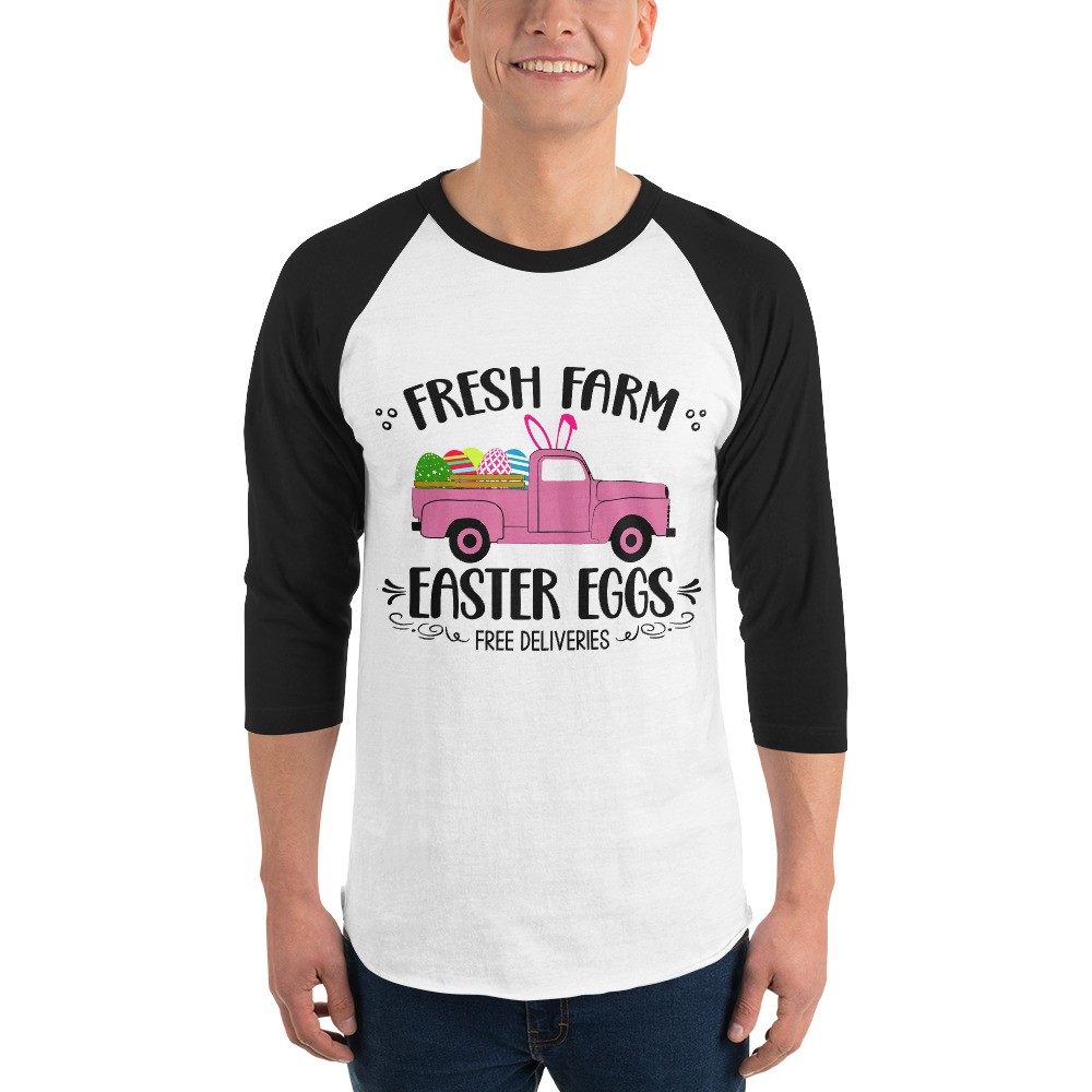 easter farm fresh truck 3/4 sleeve raglan shirt