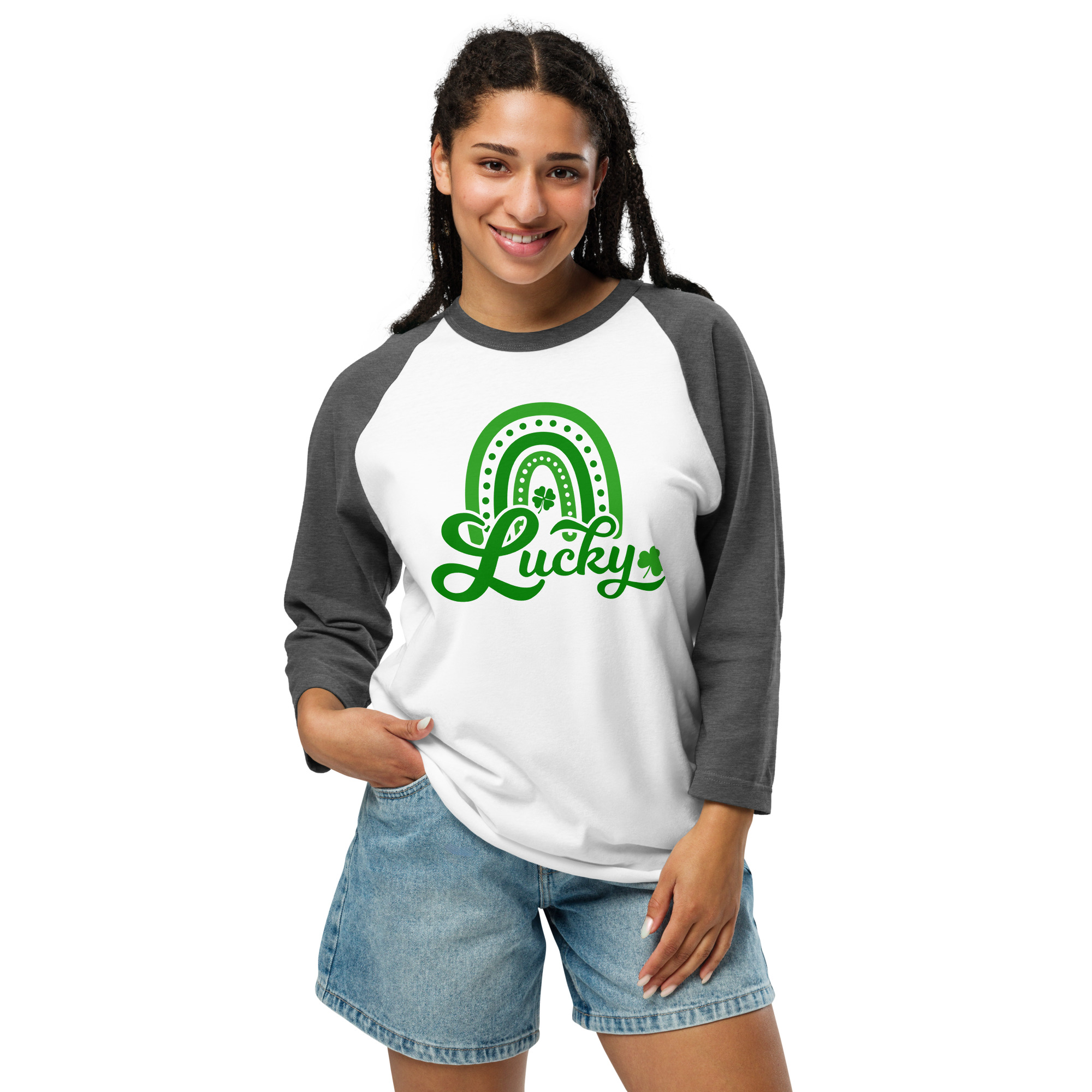 st. patrick's day 3/4 sleeve raglan shirt