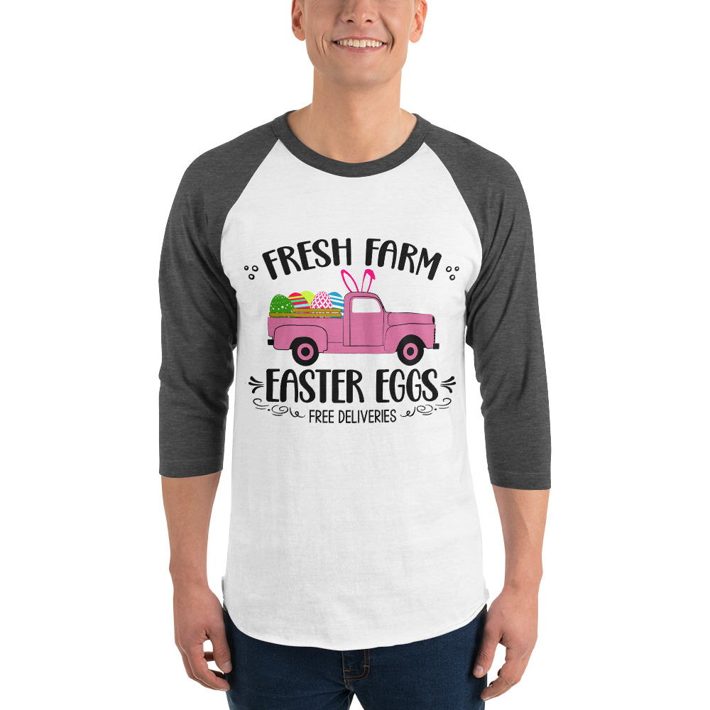 easter farm fresh truck 3/4 sleeve raglan shirt