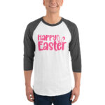 happy easter 3/4 sleeve raglan shirt