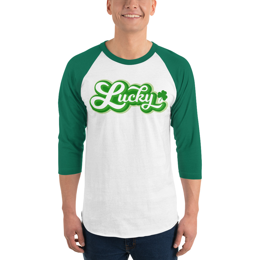 st. patrick's day 3/4 sleeve raglan shirt