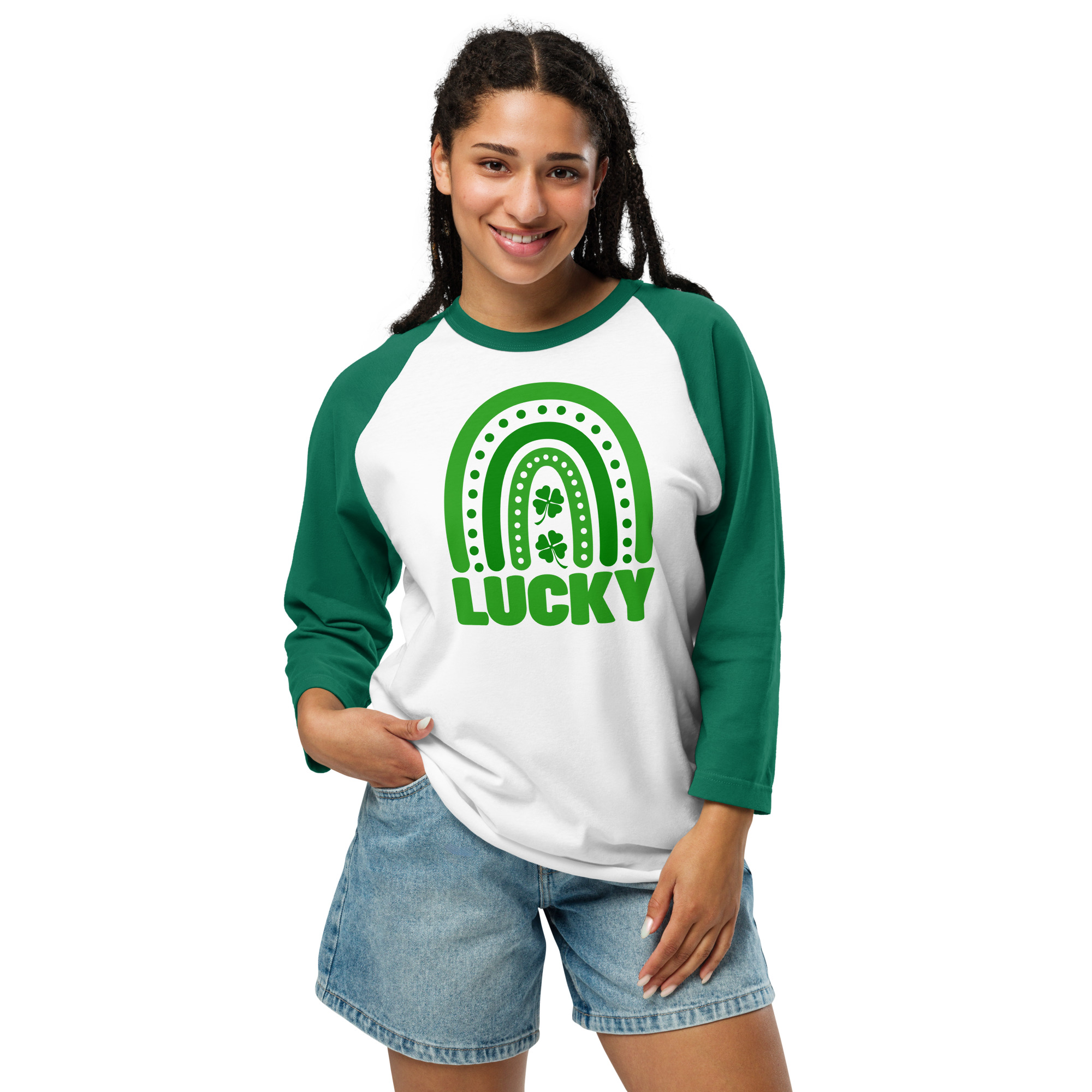 st. patrick's day 3/4 sleeve raglan shirt