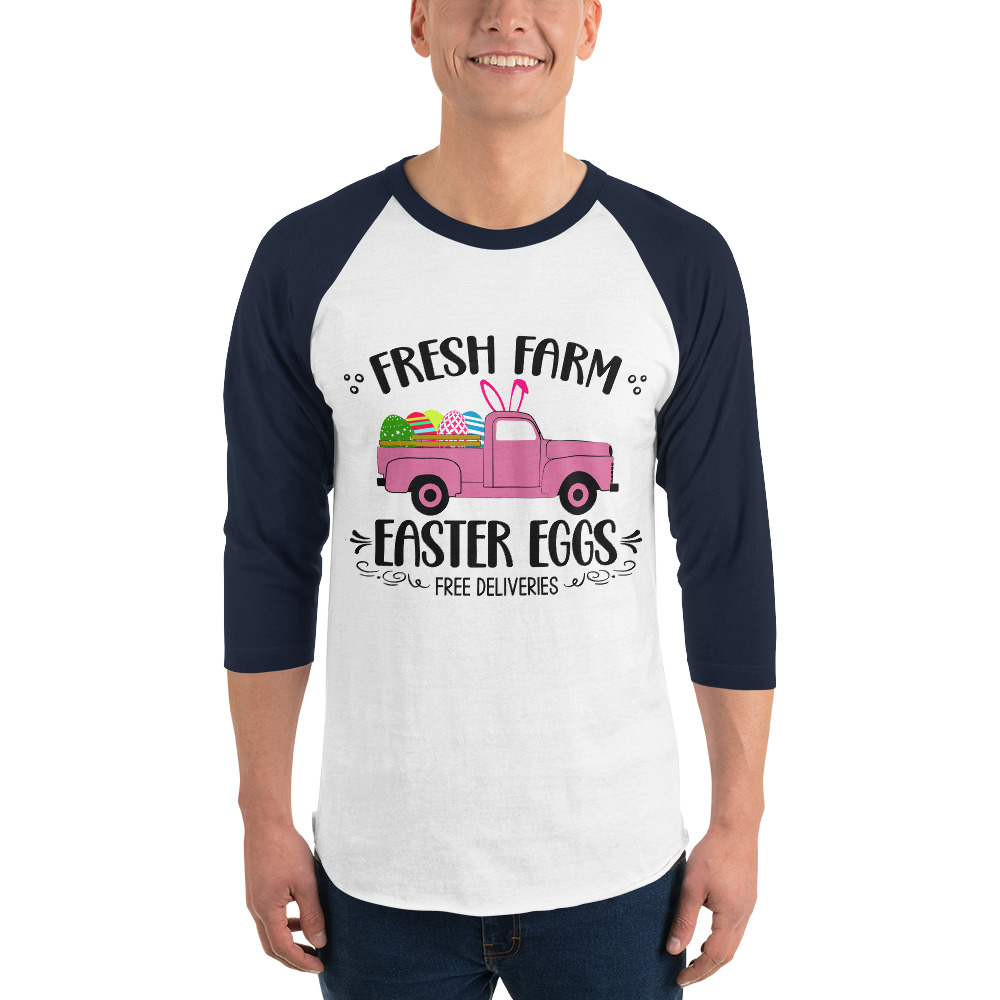 easter farm fresh truck 3/4 sleeve raglan shirt