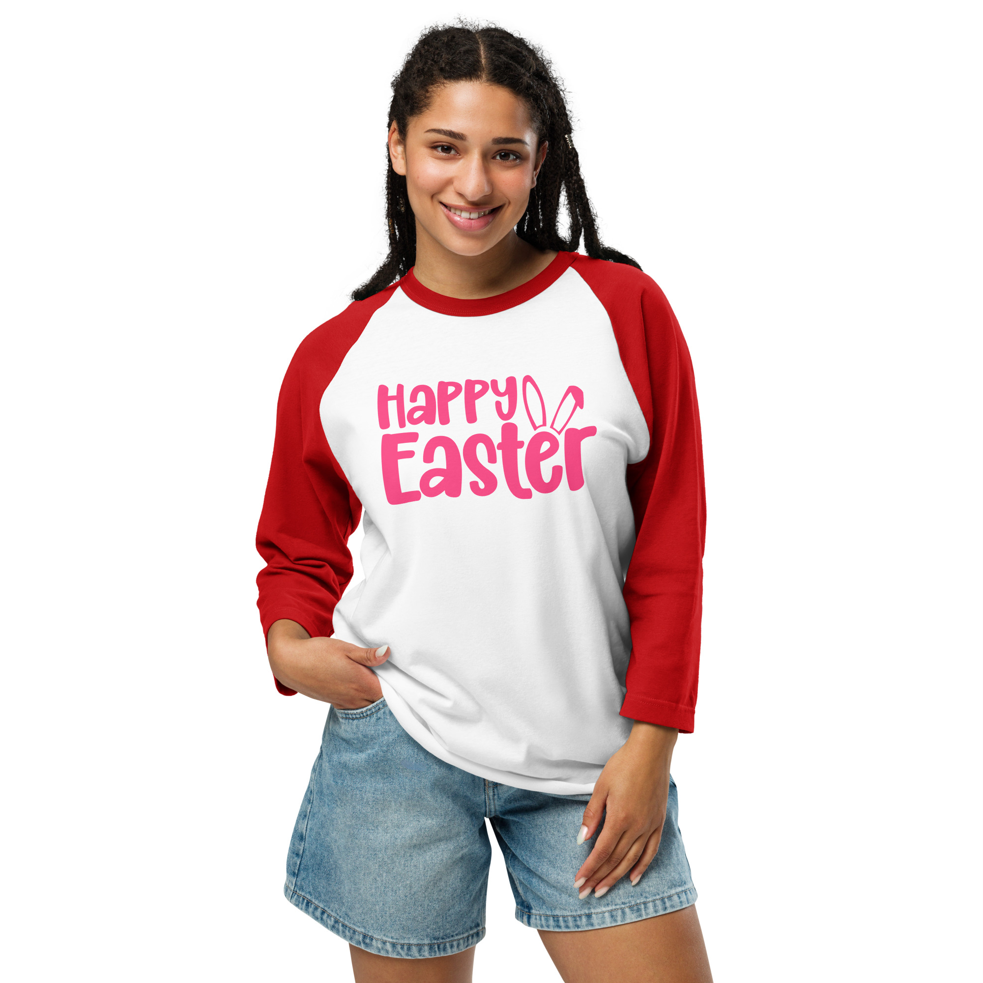 happy easter 3/4 sleeve raglan shirt