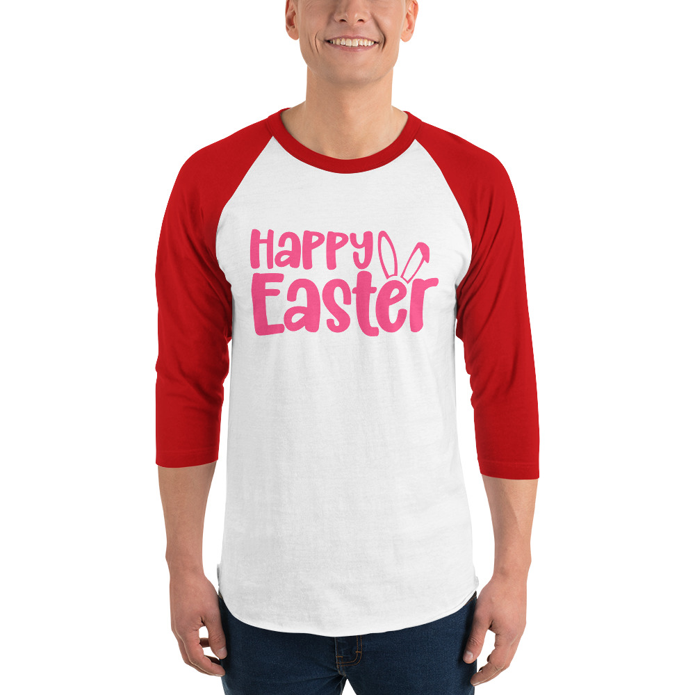 happy easter 3/4 sleeve raglan shirt