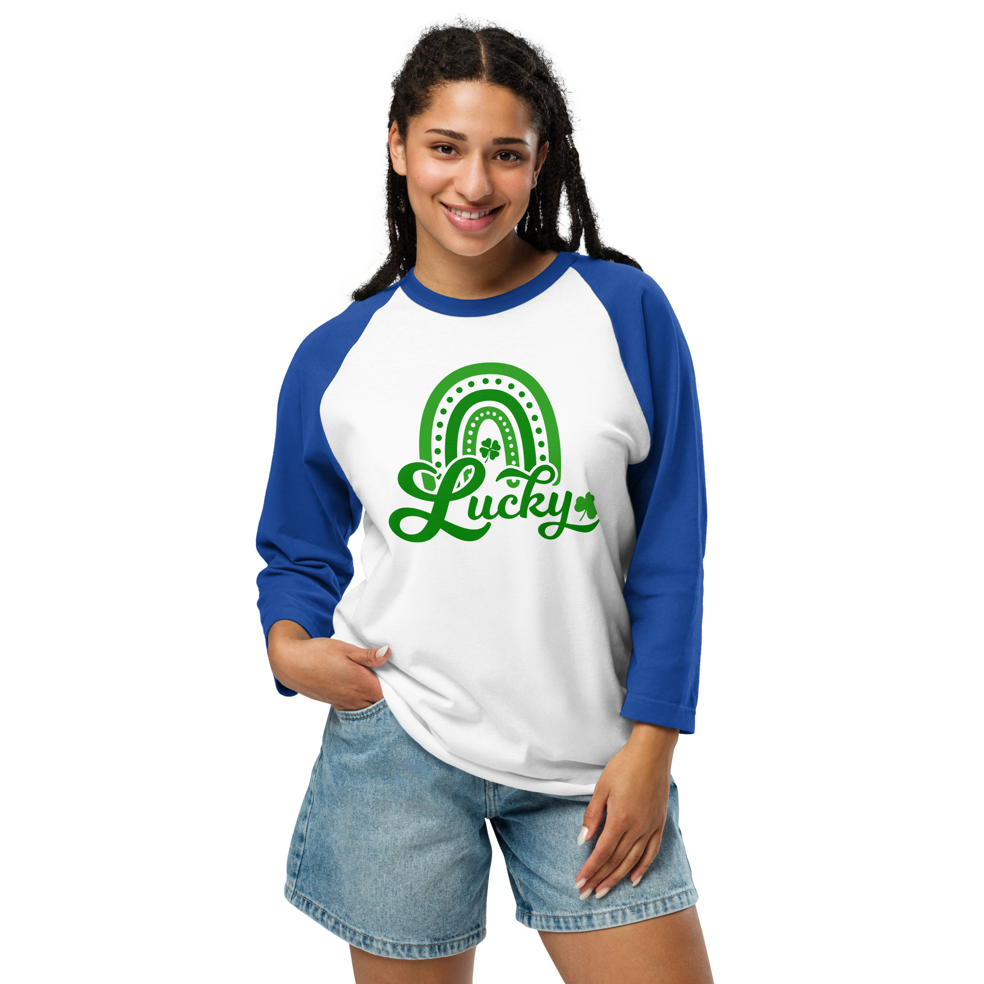 st. patrick's day 3/4 sleeve raglan shirt