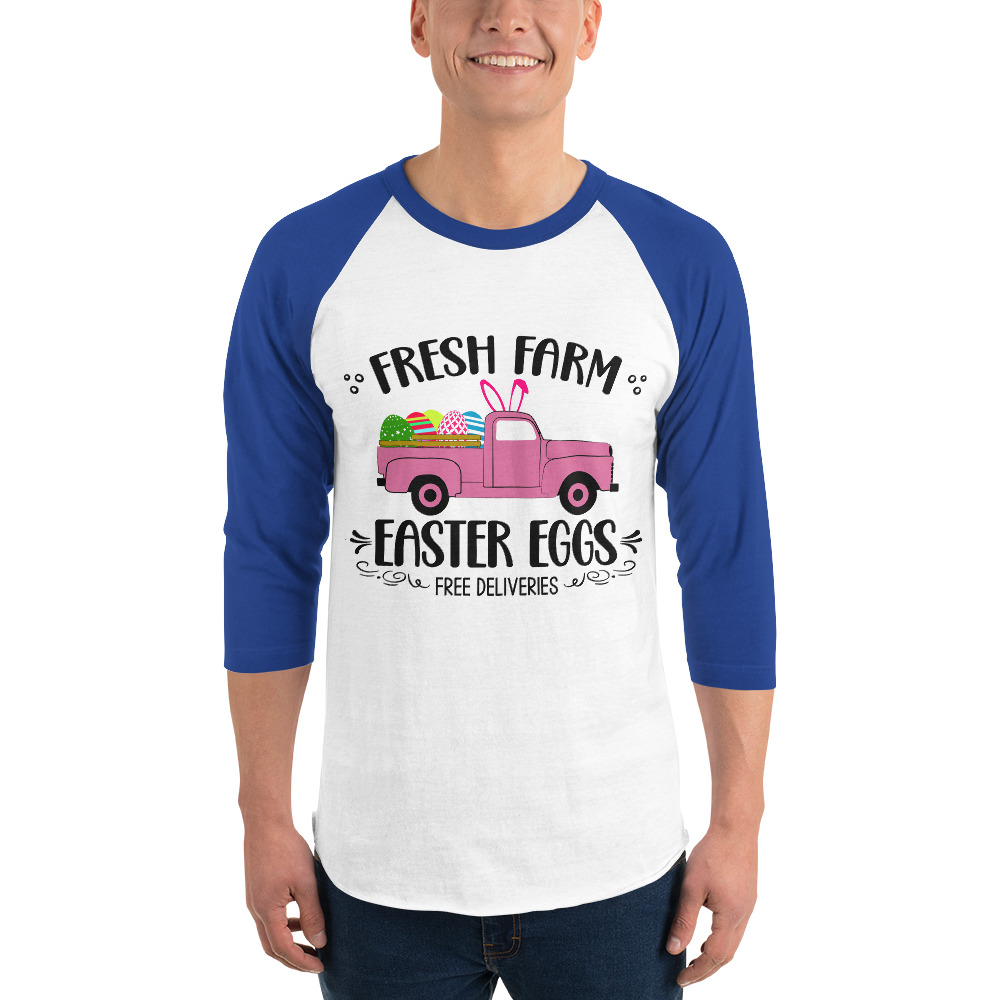 easter farm fresh truck 3/4 sleeve raglan shirt
