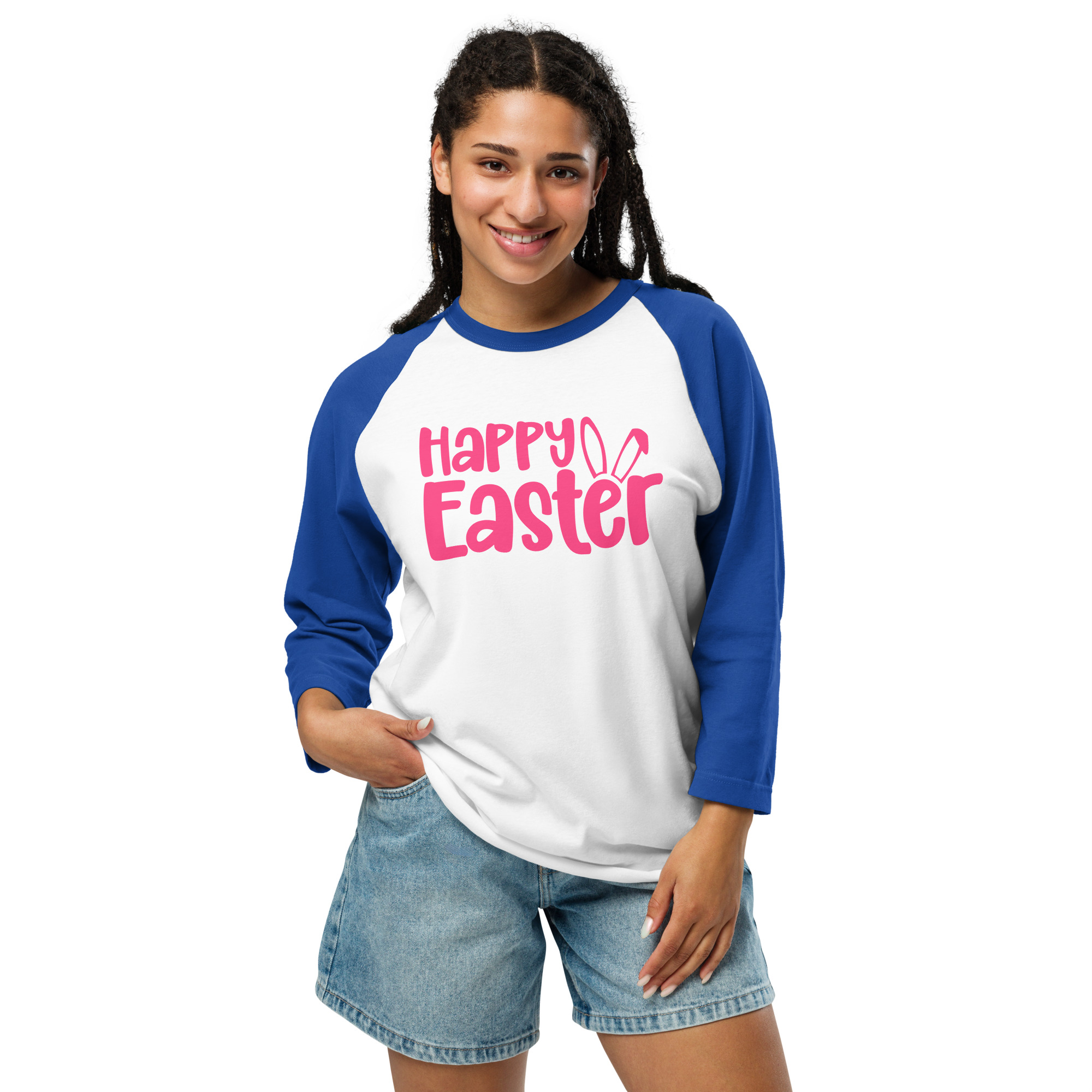 happy easter 3/4 sleeve raglan shirt
