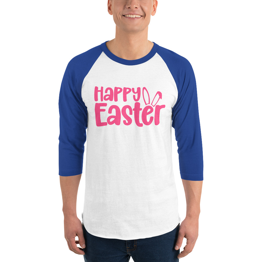 happy easter 3/4 sleeve raglan shirt