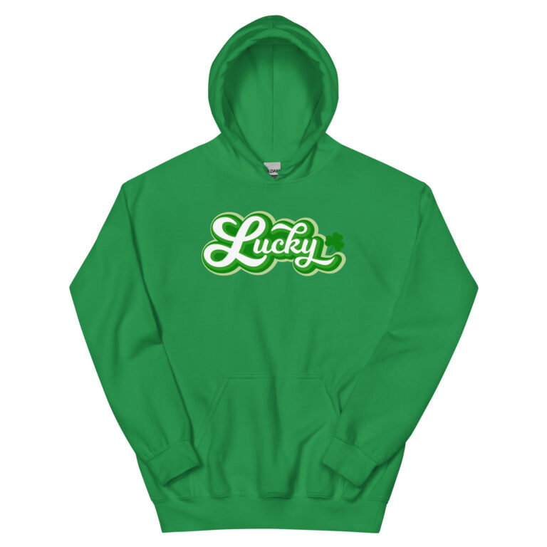 Lucky text and clover, Lucky and blessed, St. Patrick's Day Unisex Hoodie