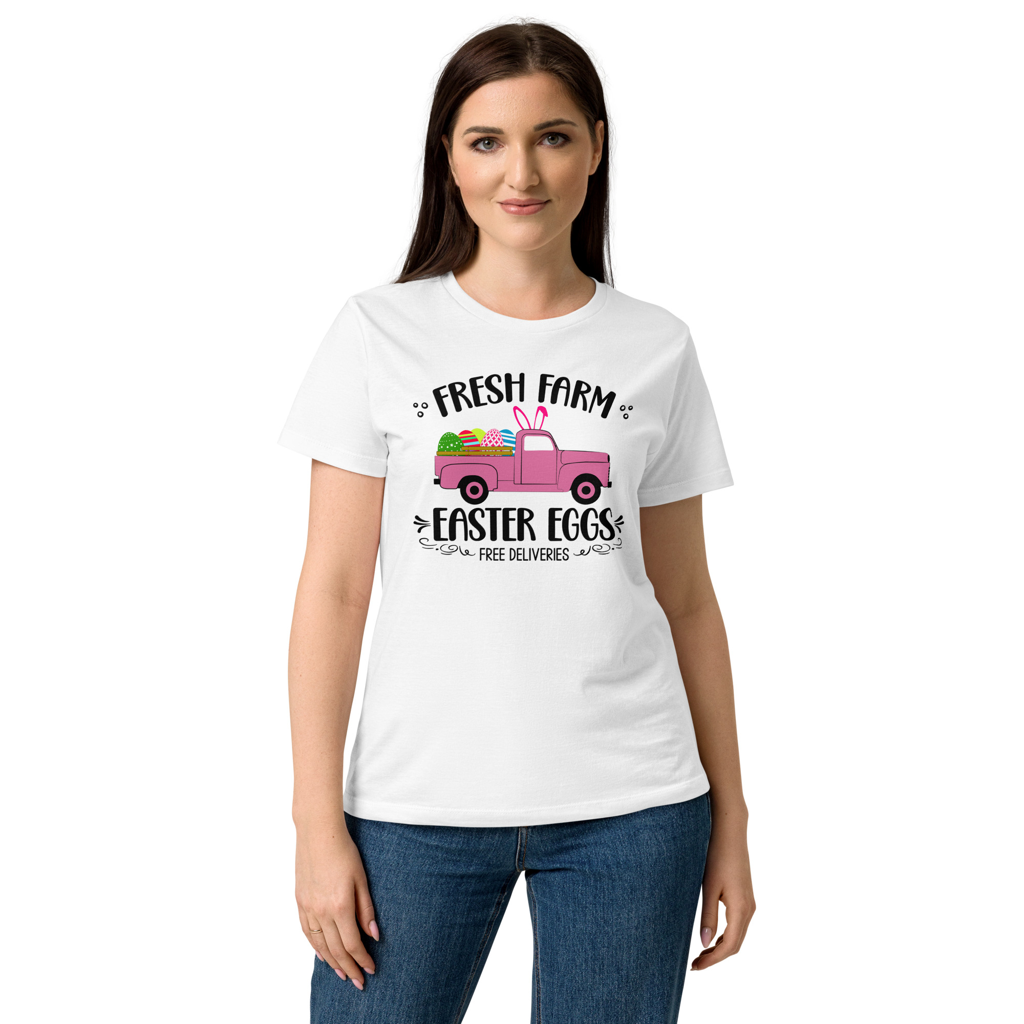 easter farm fresh truck women’s basic softstyle t shirt