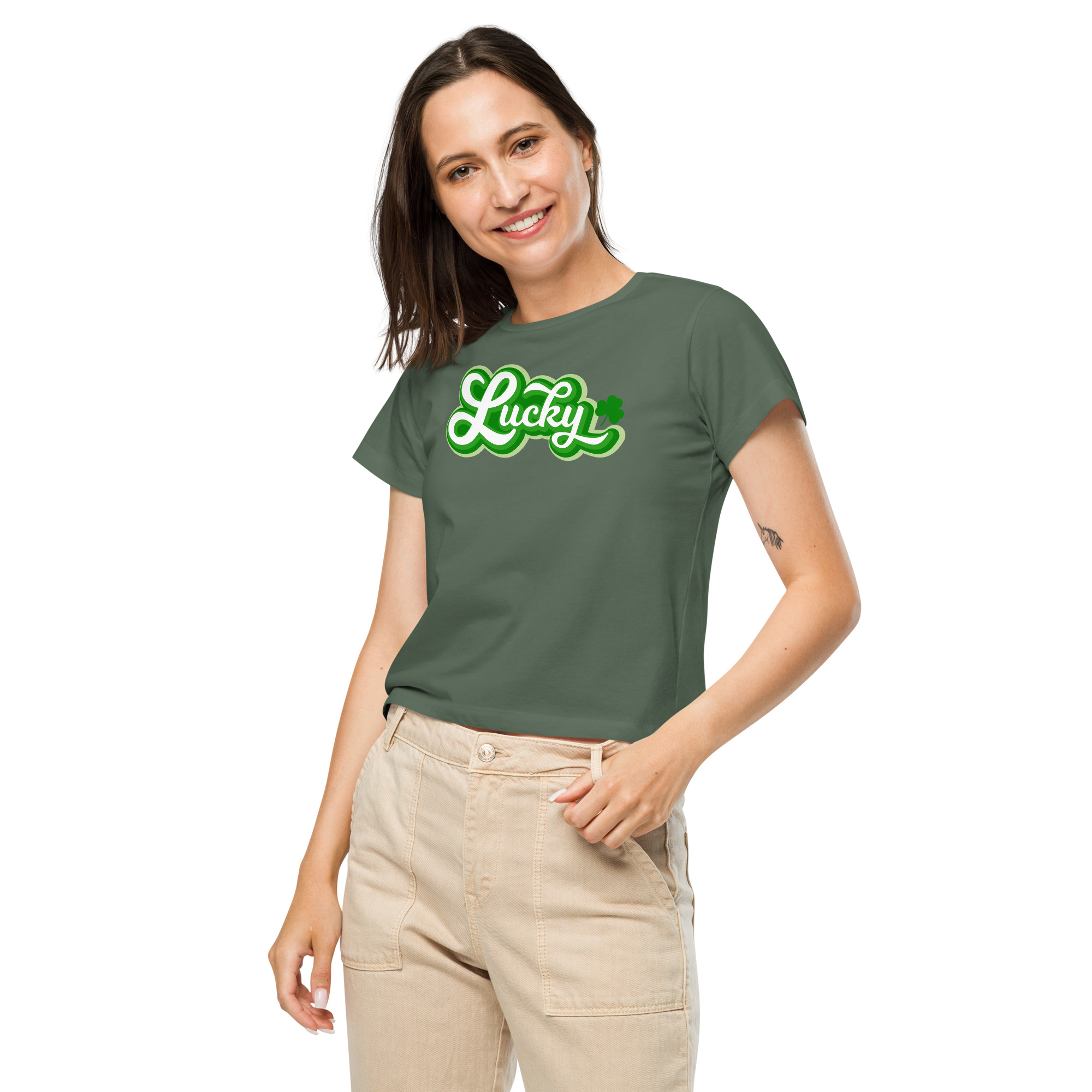 st. patrick's day women’s high waisted t shirt