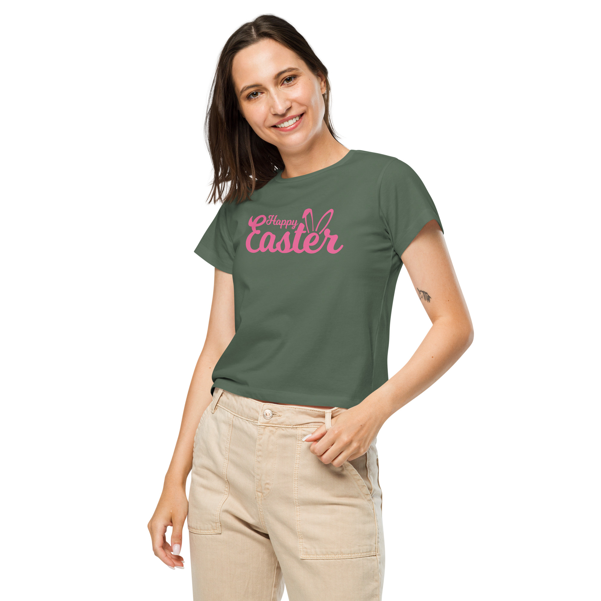 happy easter women’s high waisted t shirt