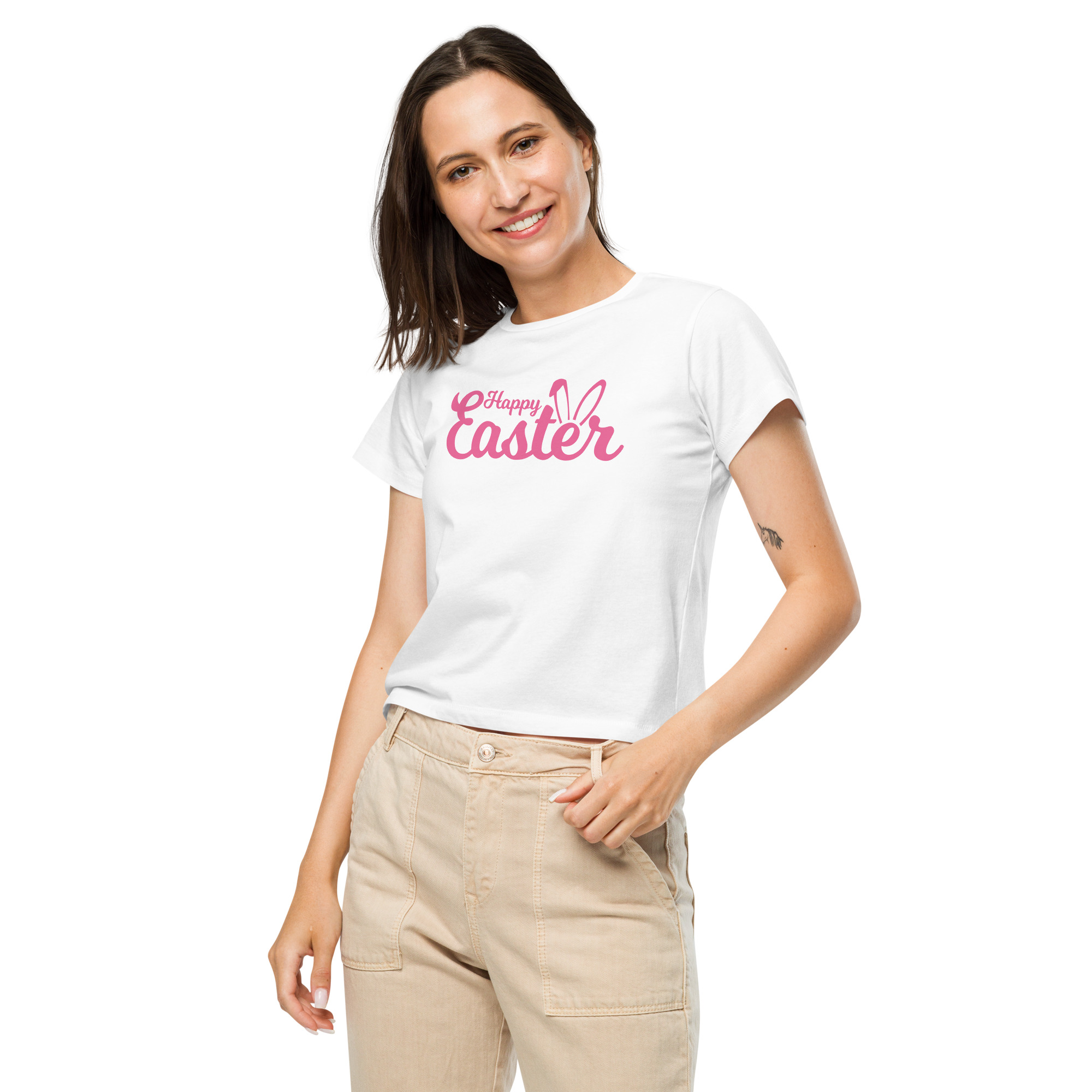 happy easter women’s high waisted t shirt