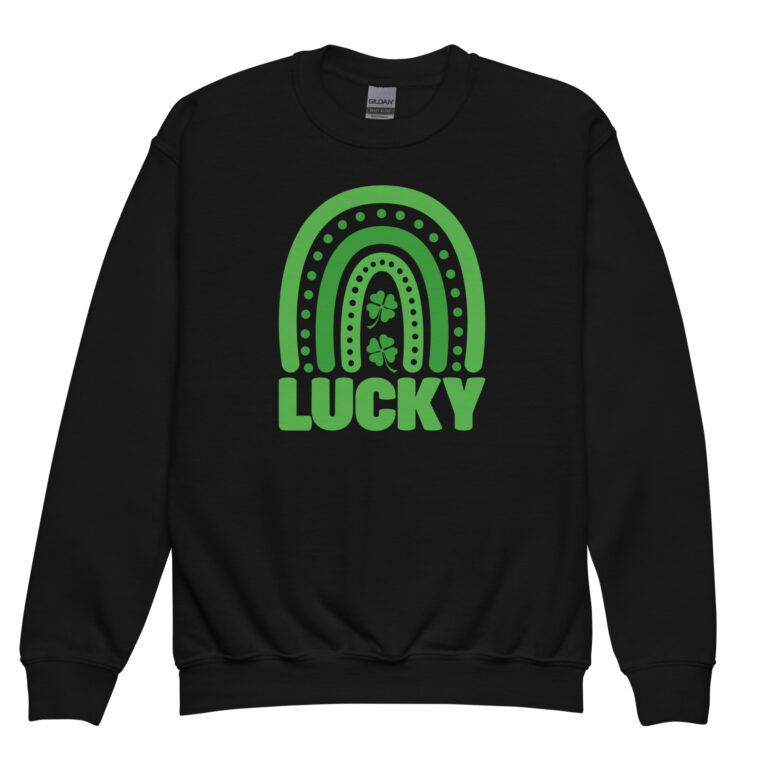 Lucky Boho Rainbow, blessed, Happy St. Patrick's Day Youth crewneck sweatshirt