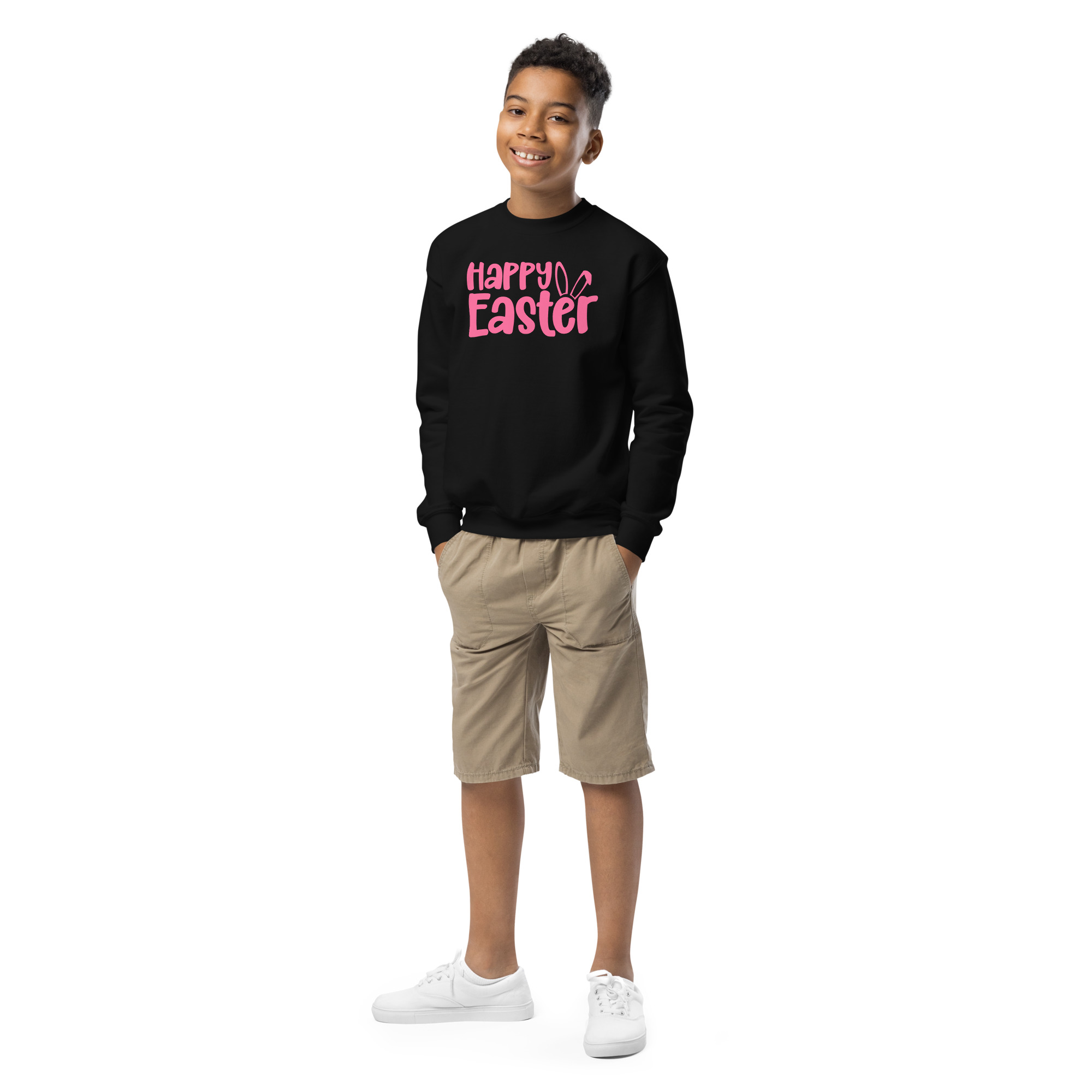 happy easter youth crewneck sweatshirt