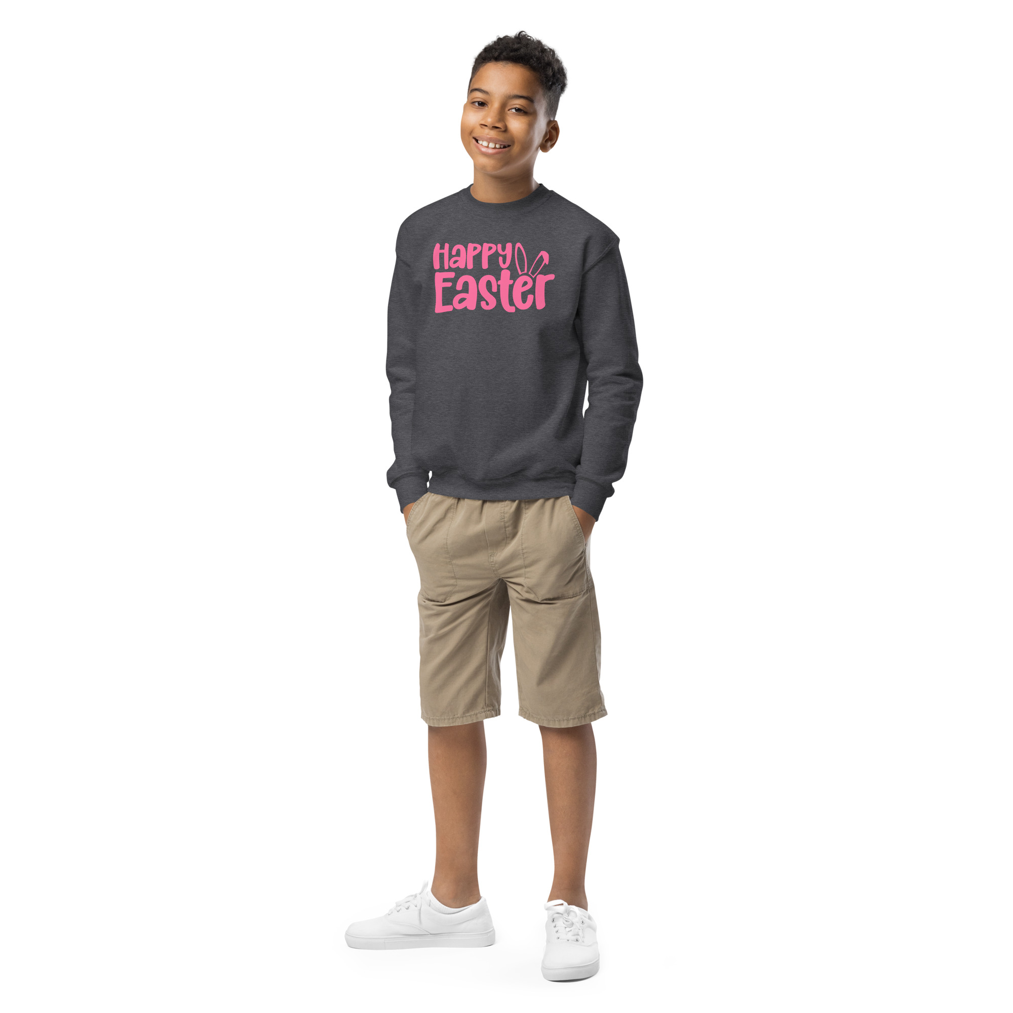 happy easter youth crewneck sweatshirt