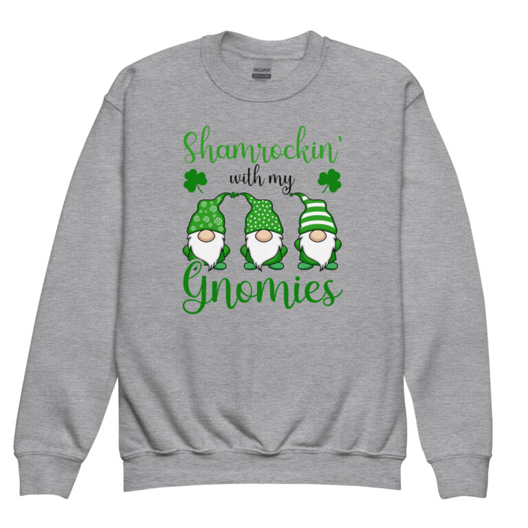 Shamrockin’ with my gnomies,, St. Patrick's Day Youth crewneck sweatshirt