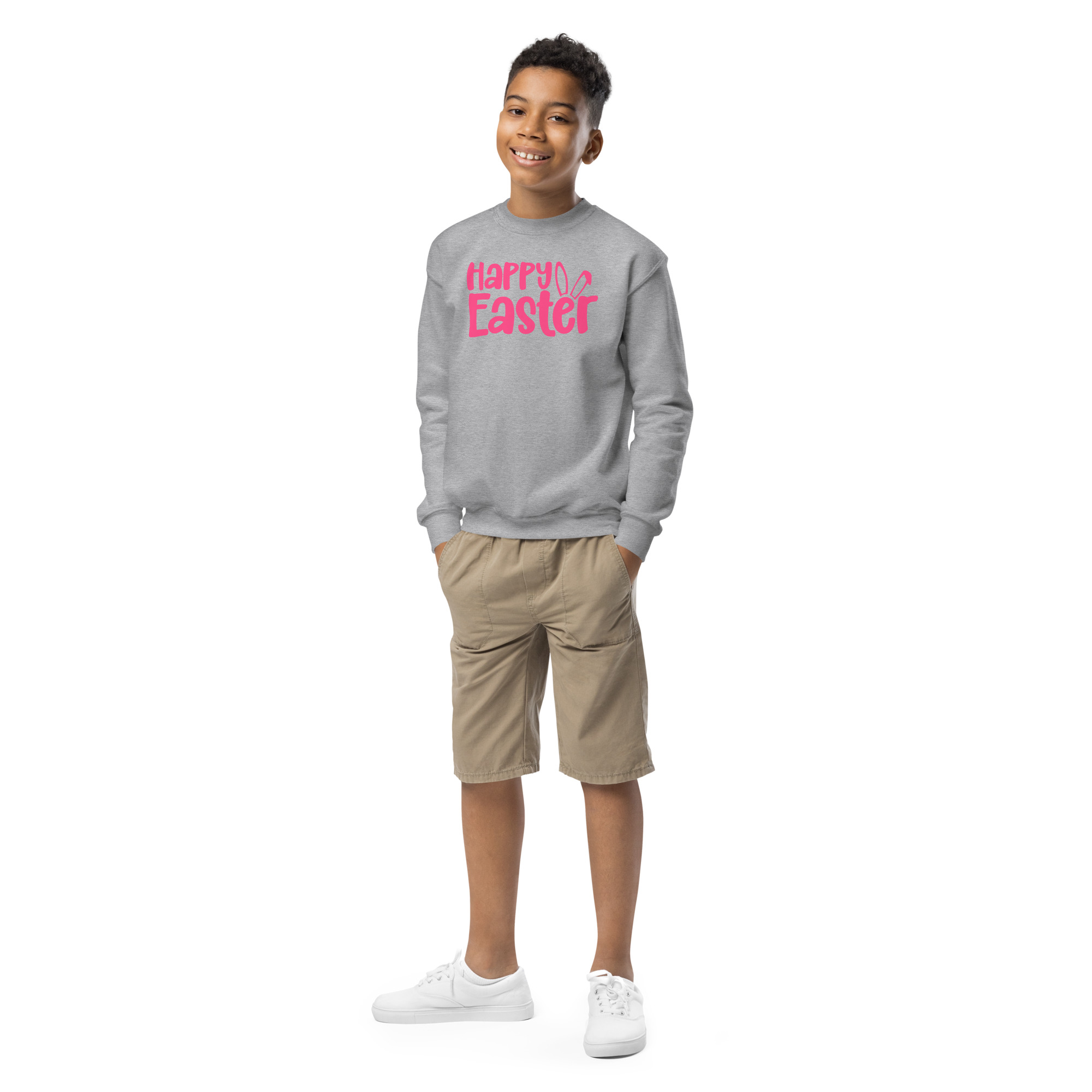 happy easter youth crewneck sweatshirt